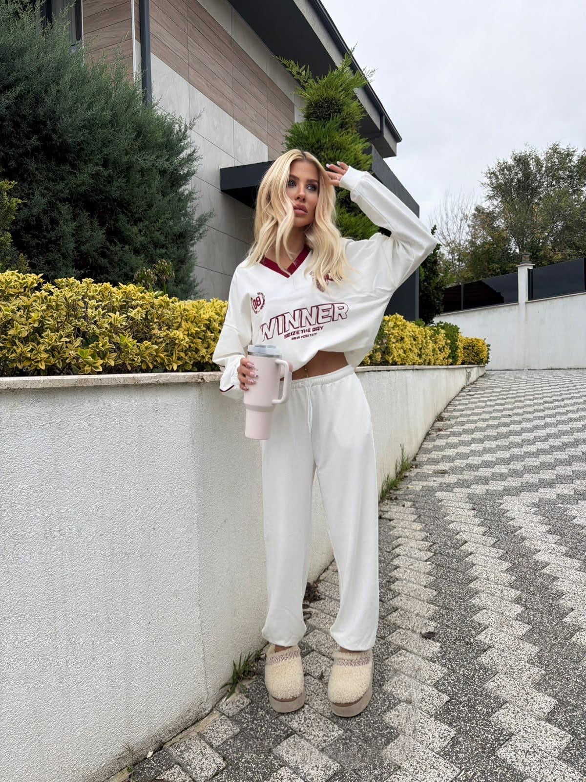 Winner Kolej Baskılı Sweatshirt ve Eşofman İkili Takım