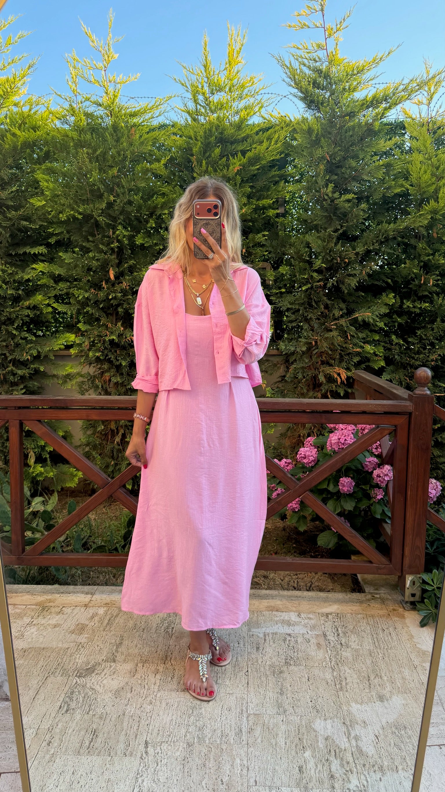 Candy Gömlekli Elbise Pembe
