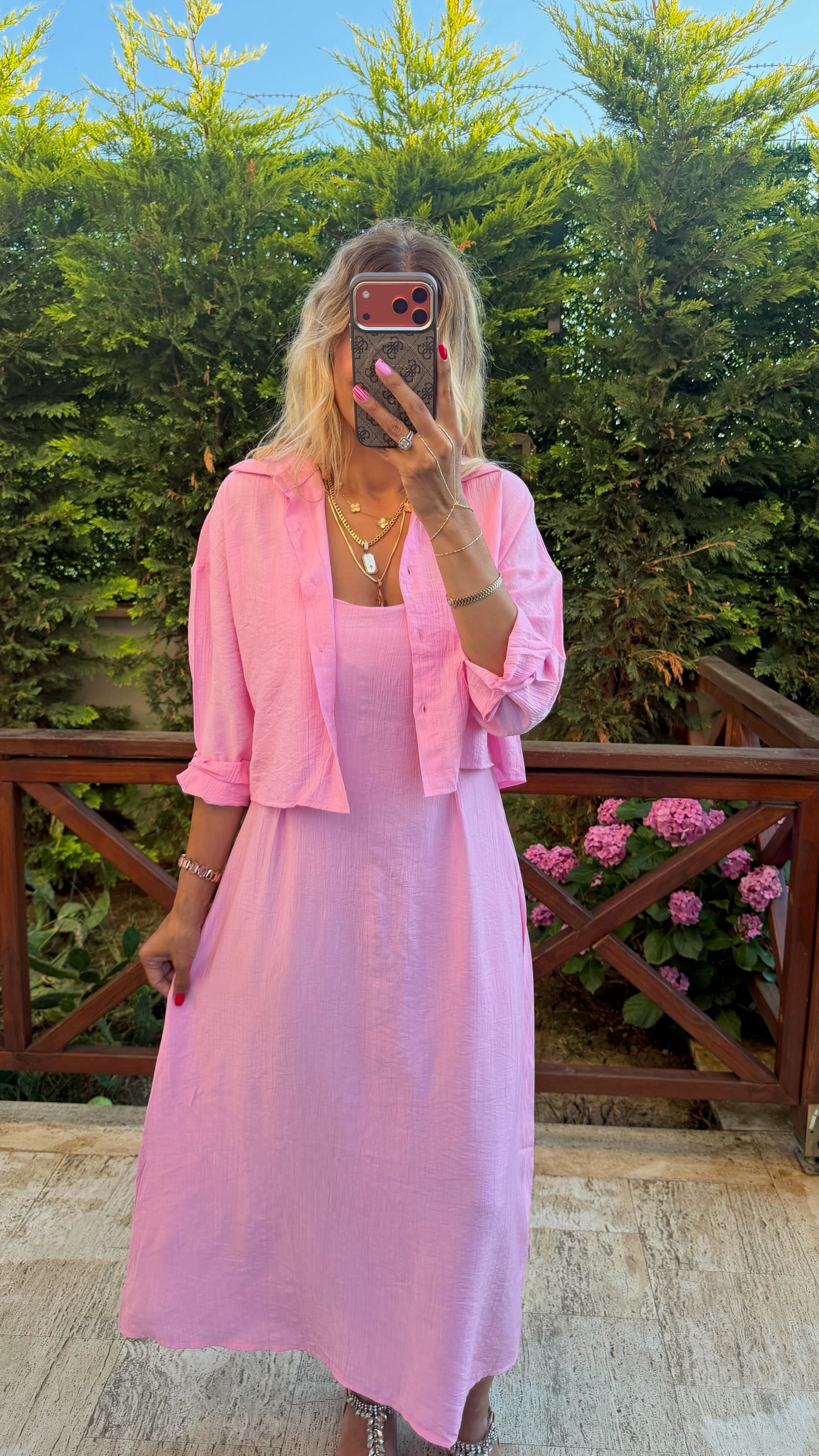 Candy Gömlekli Elbise Pembe