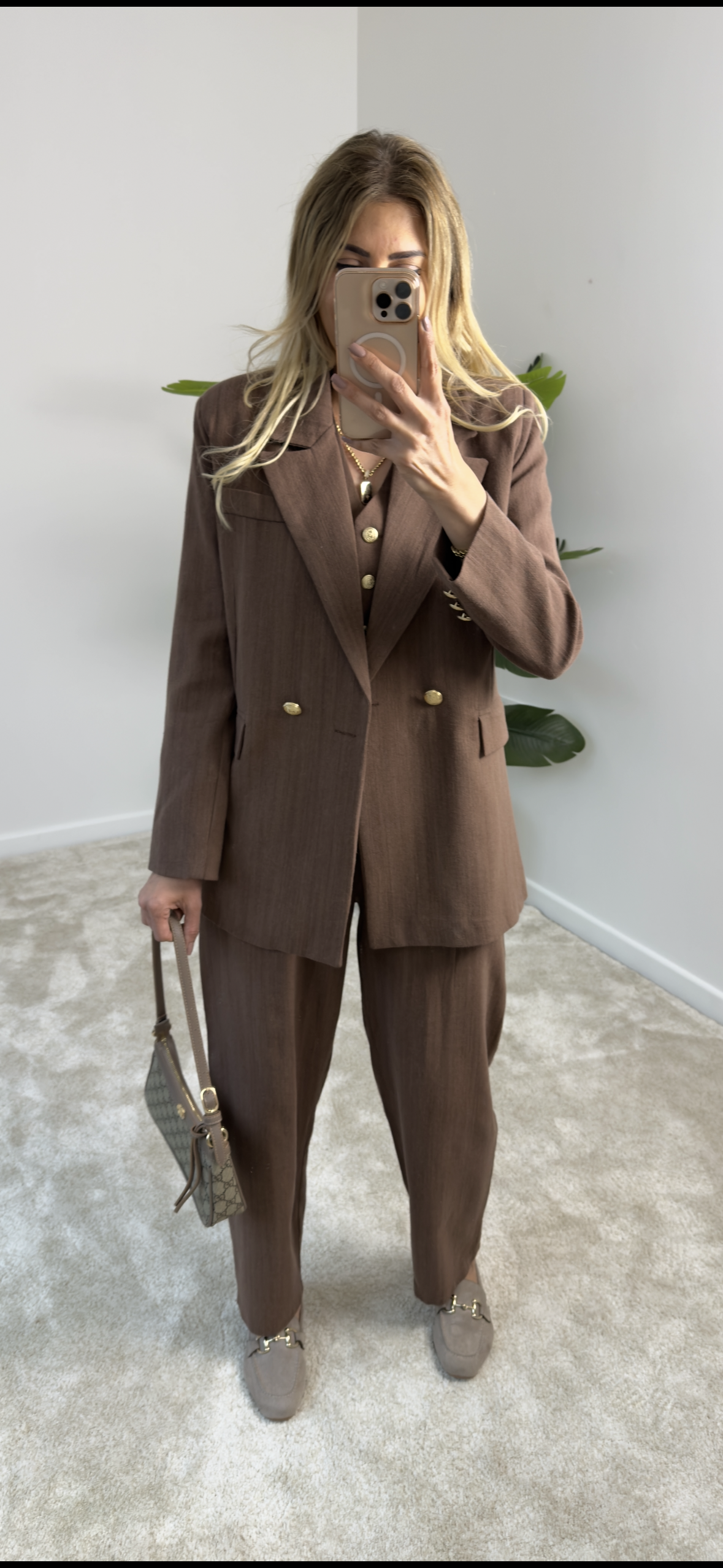 Tıcker Blazer Ceket Yelek Takım Kahve