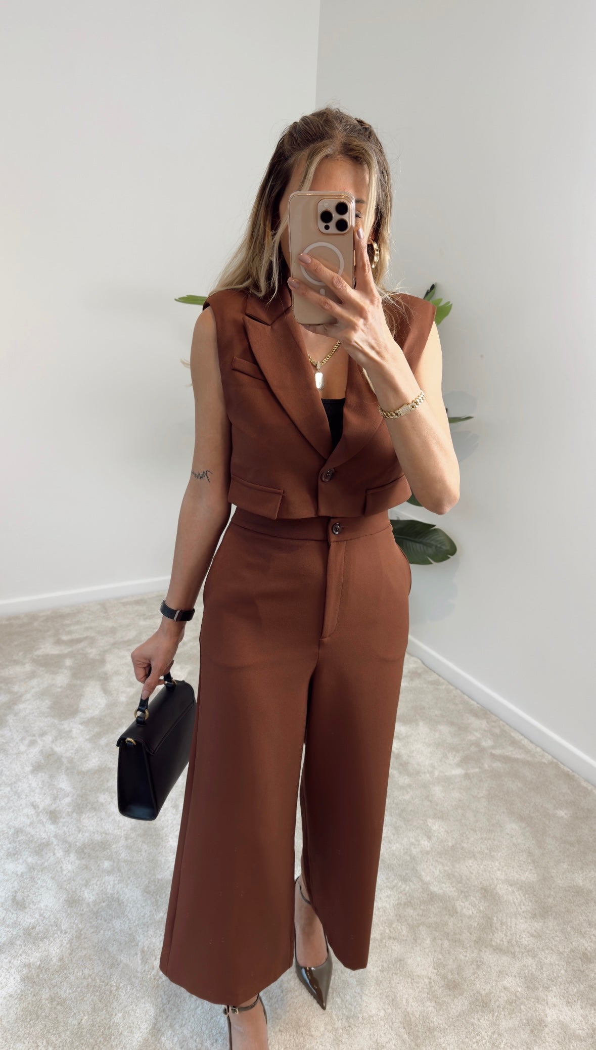 Hery Crop Ceket Pantolon Kiremit