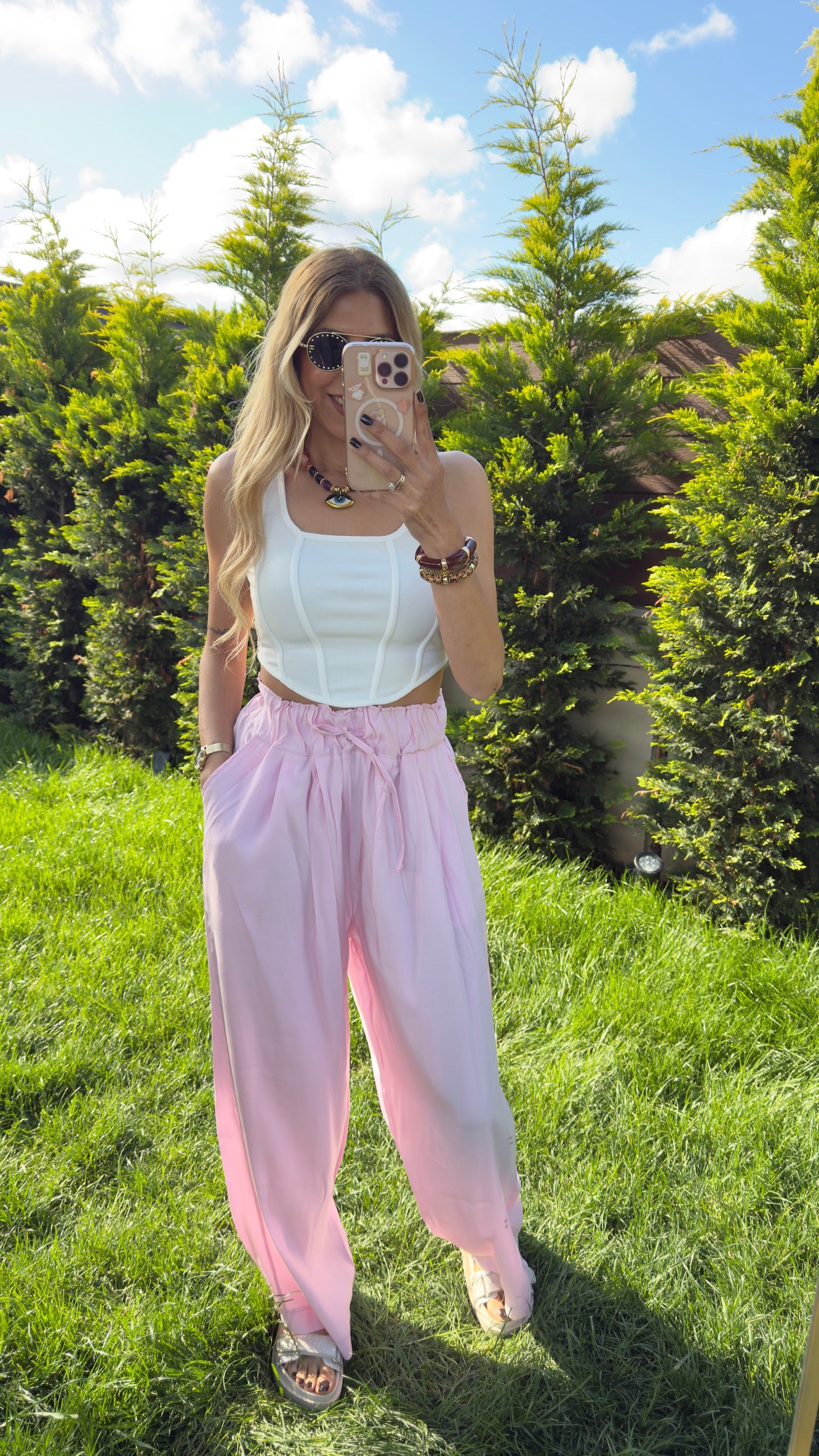 Büzgülü Pantolon Pembe