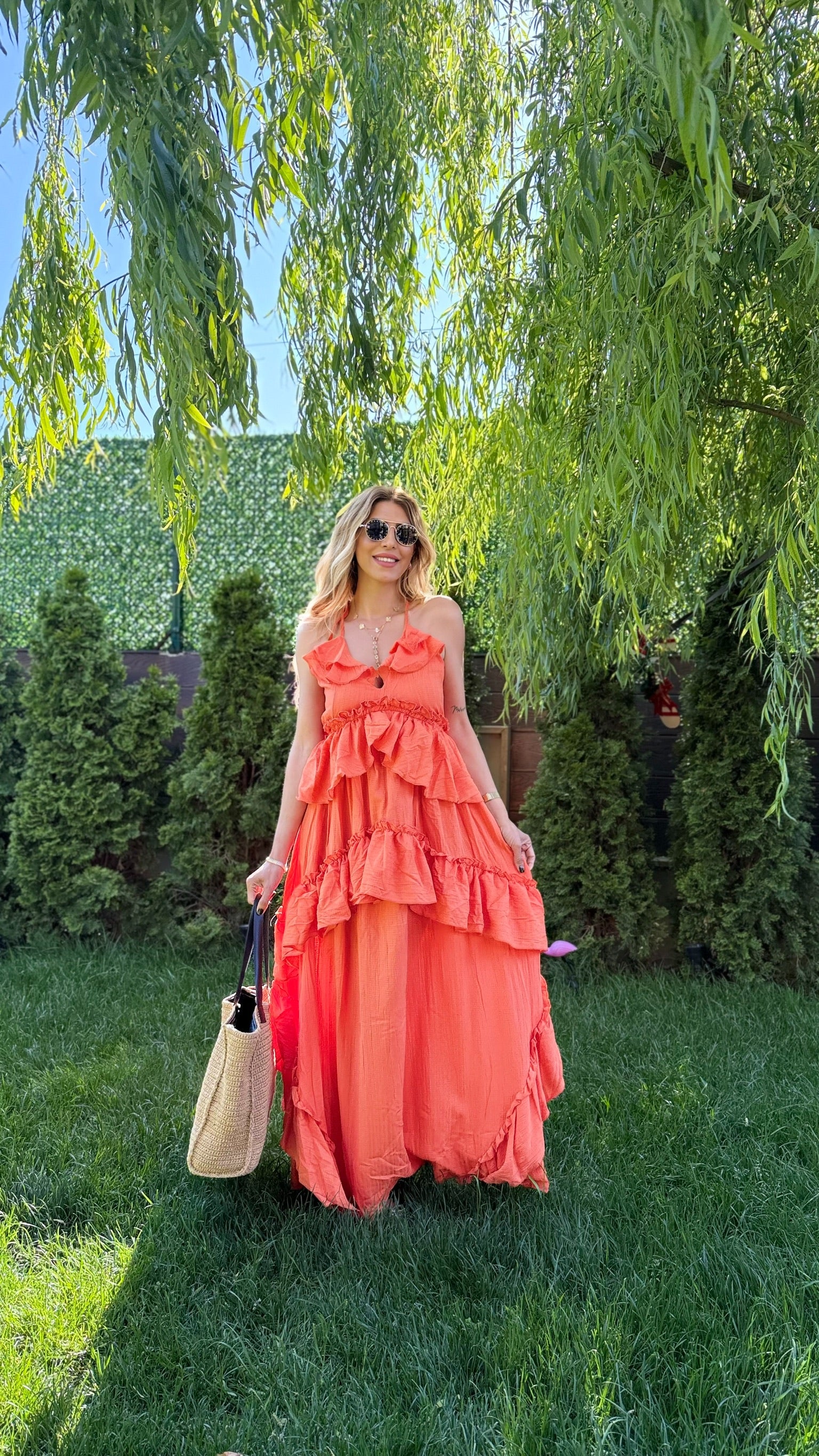 Mouna Bağlamalı Elbise Turuncu