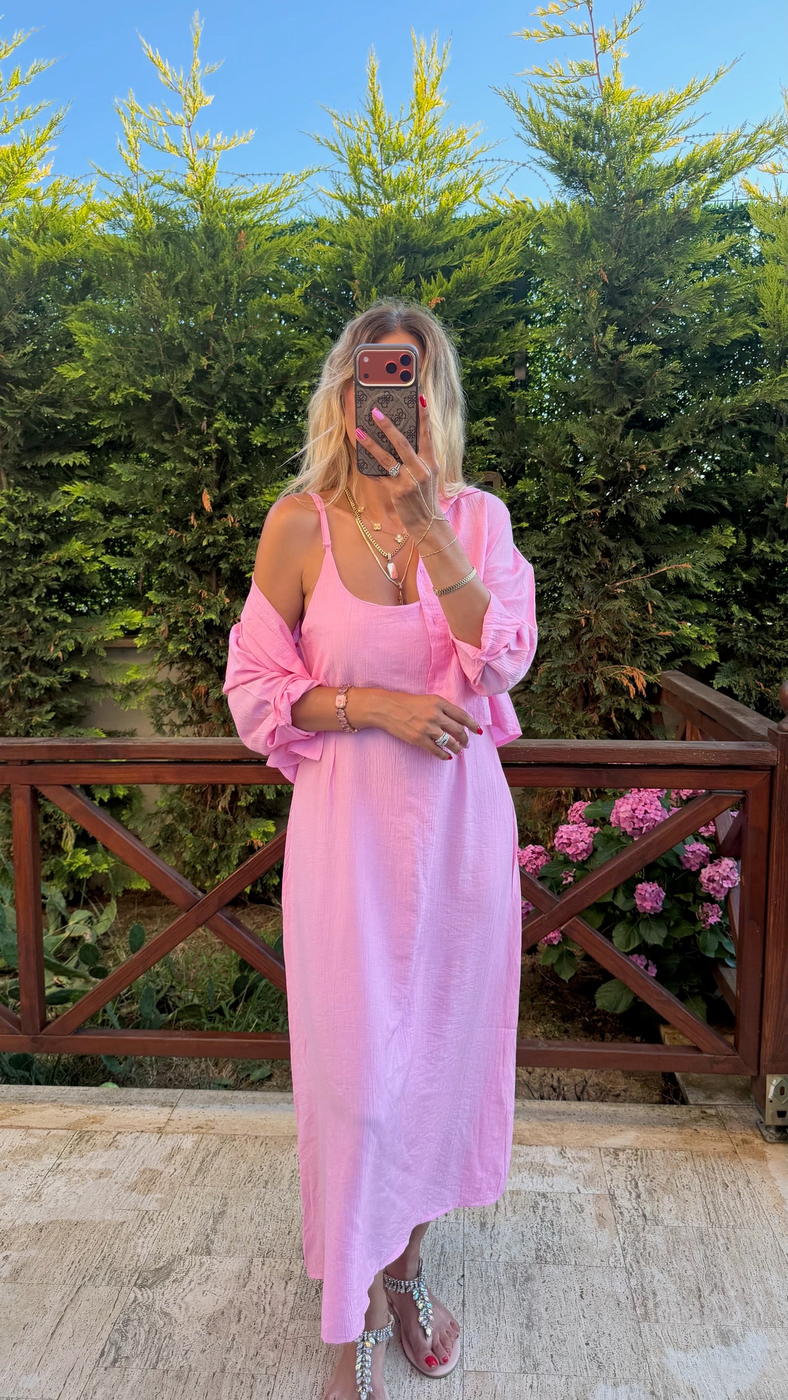 Candy Gömlekli Elbise Pembe