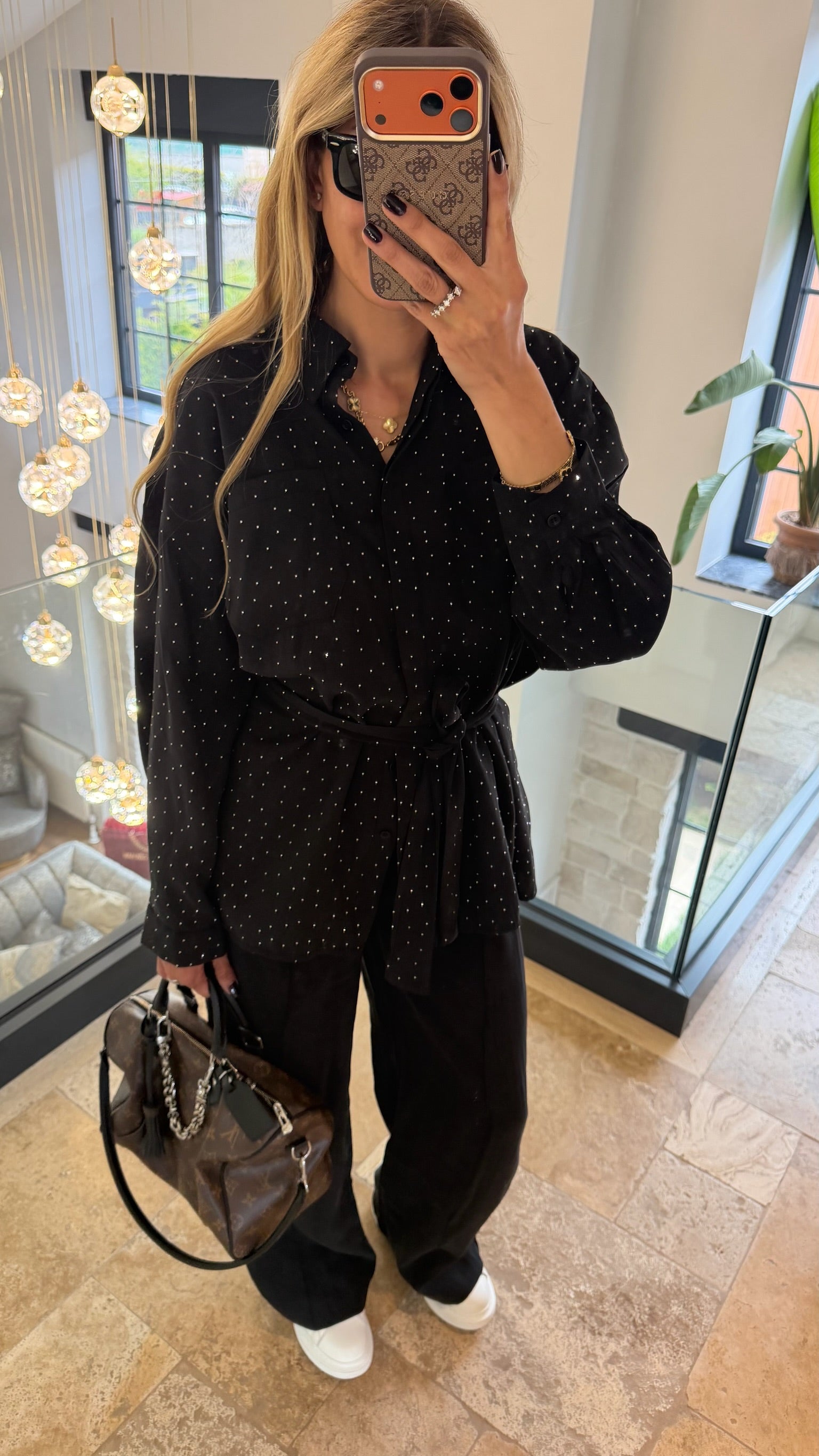 Diamond Taşlı İkili Takım Siyah