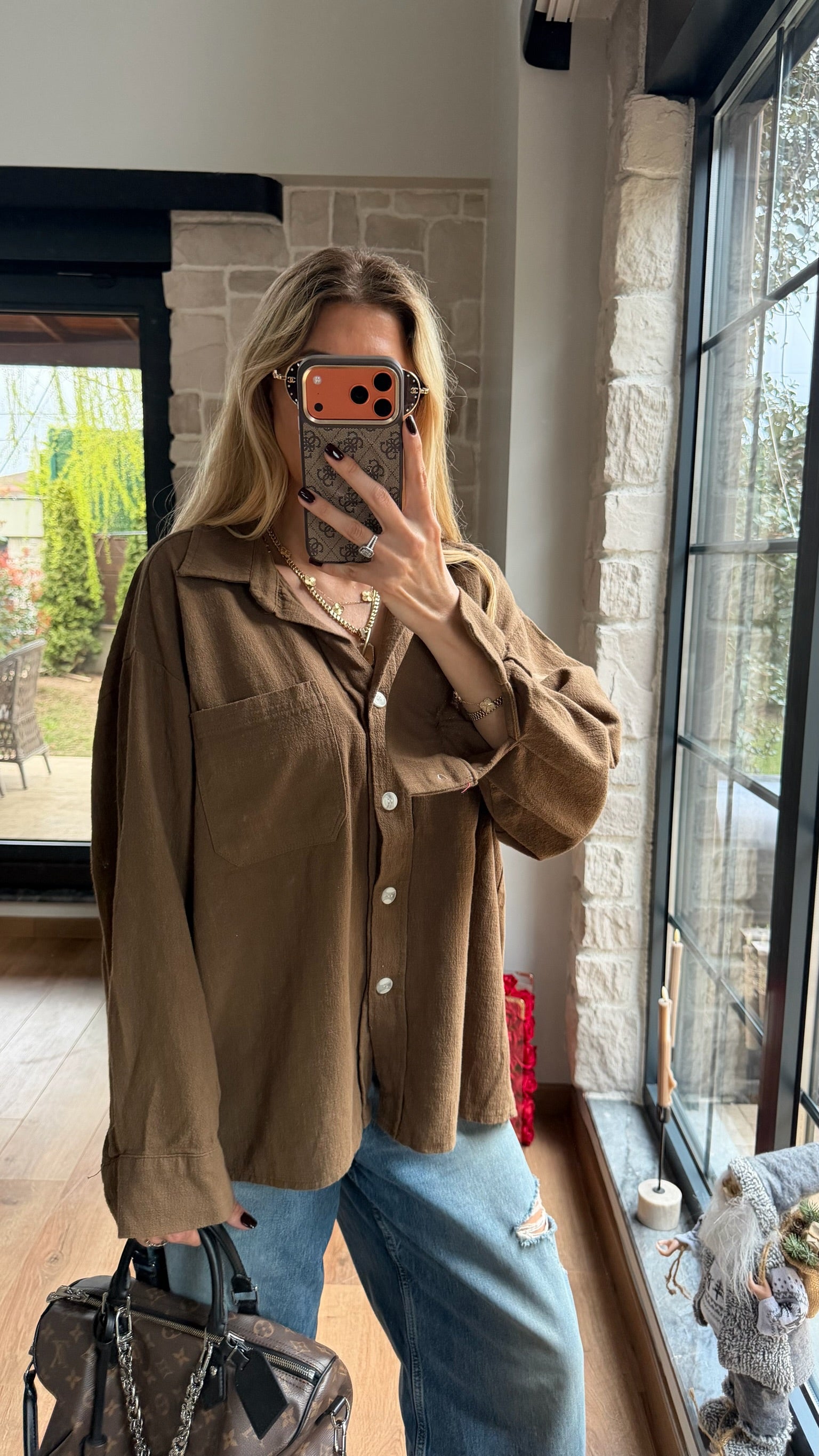 Tensel Gömlek Açık Kahverengi