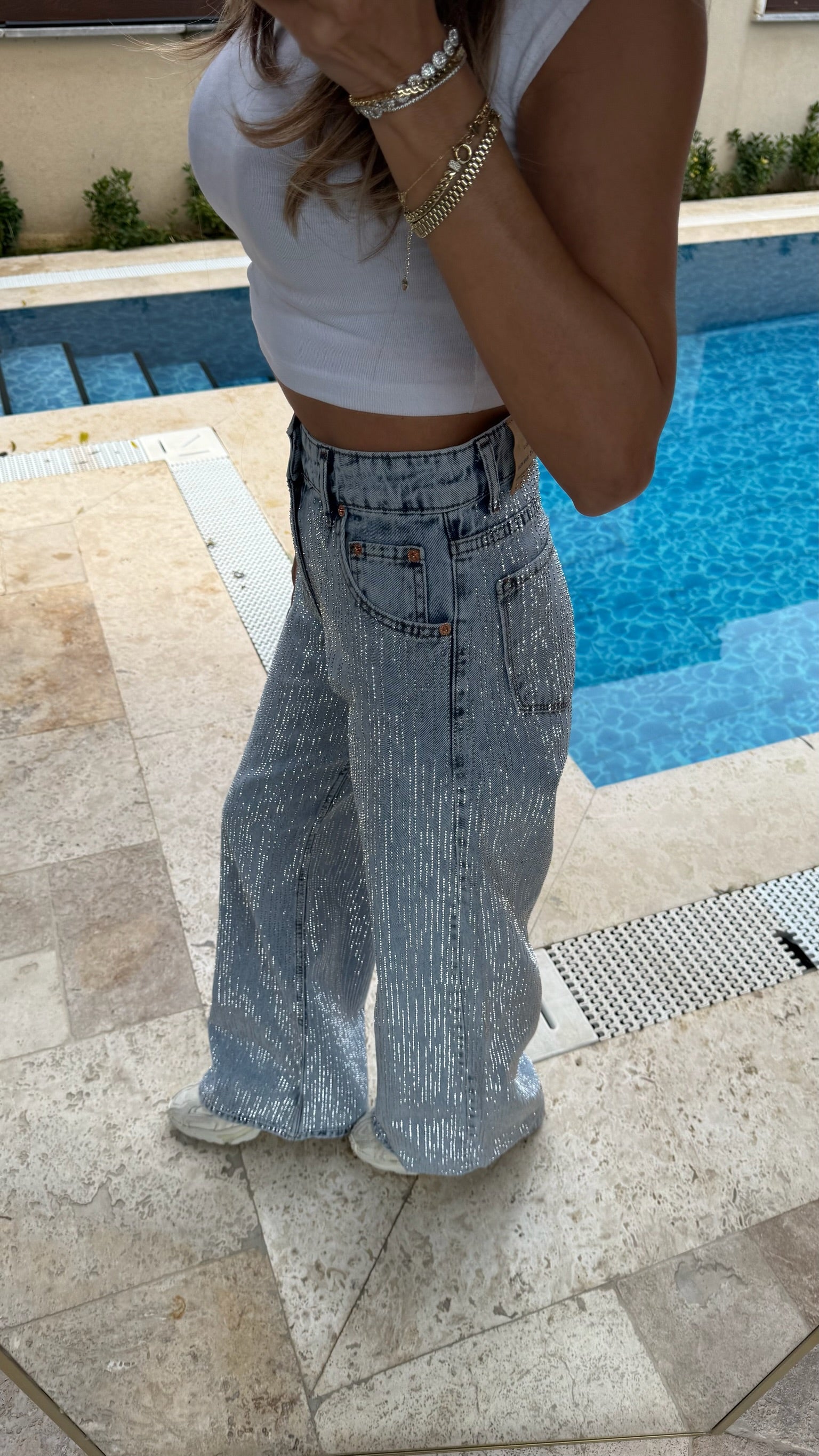Full Taş Detaylı Jean