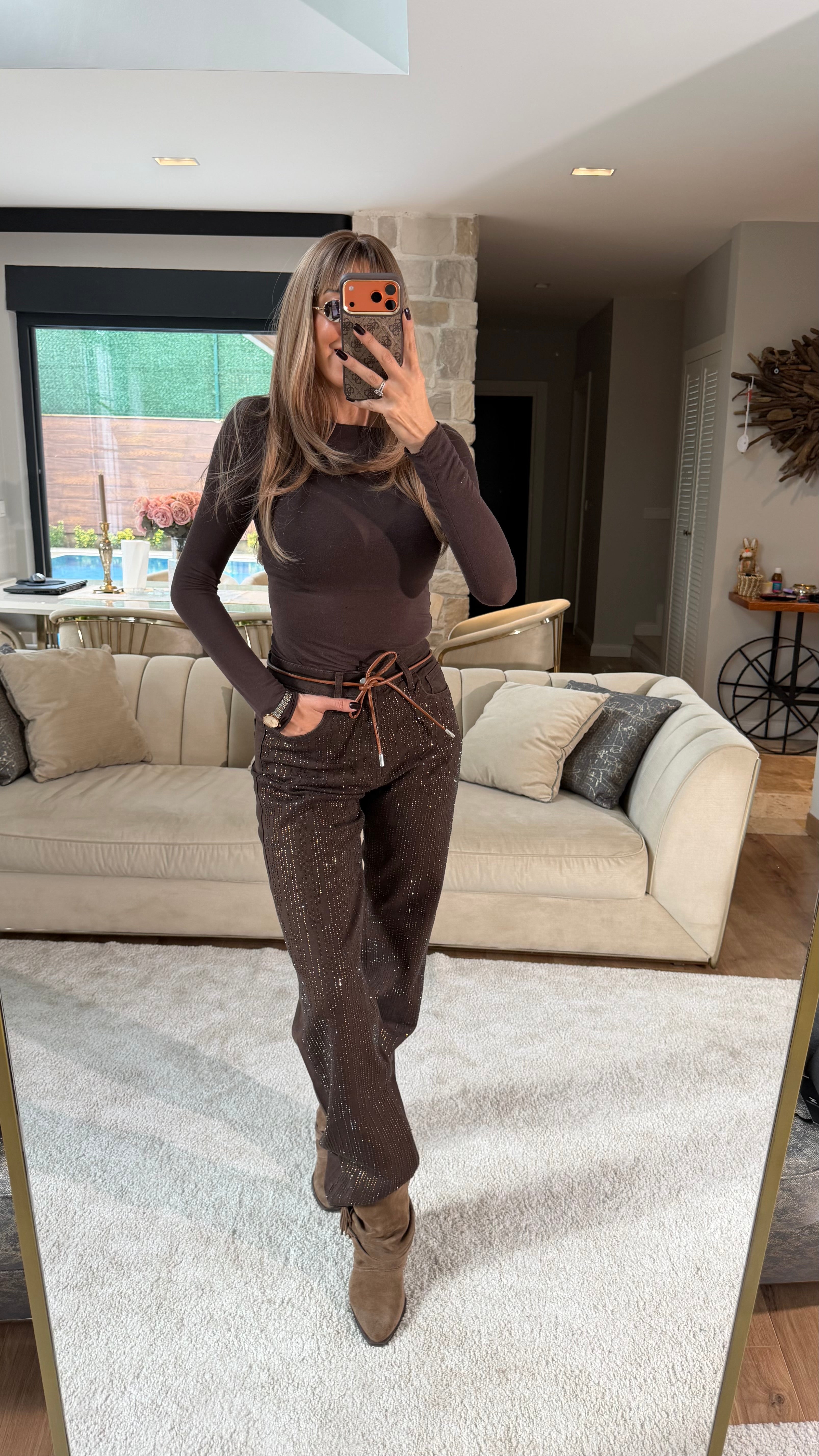 Acı Kahve Taşlı Jean