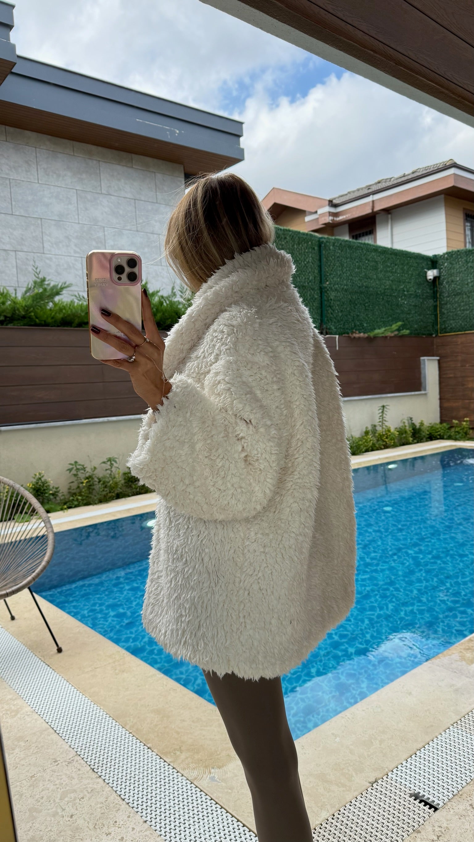 Premium Peluş Kumaş Kuzu Fermuarlı Mont