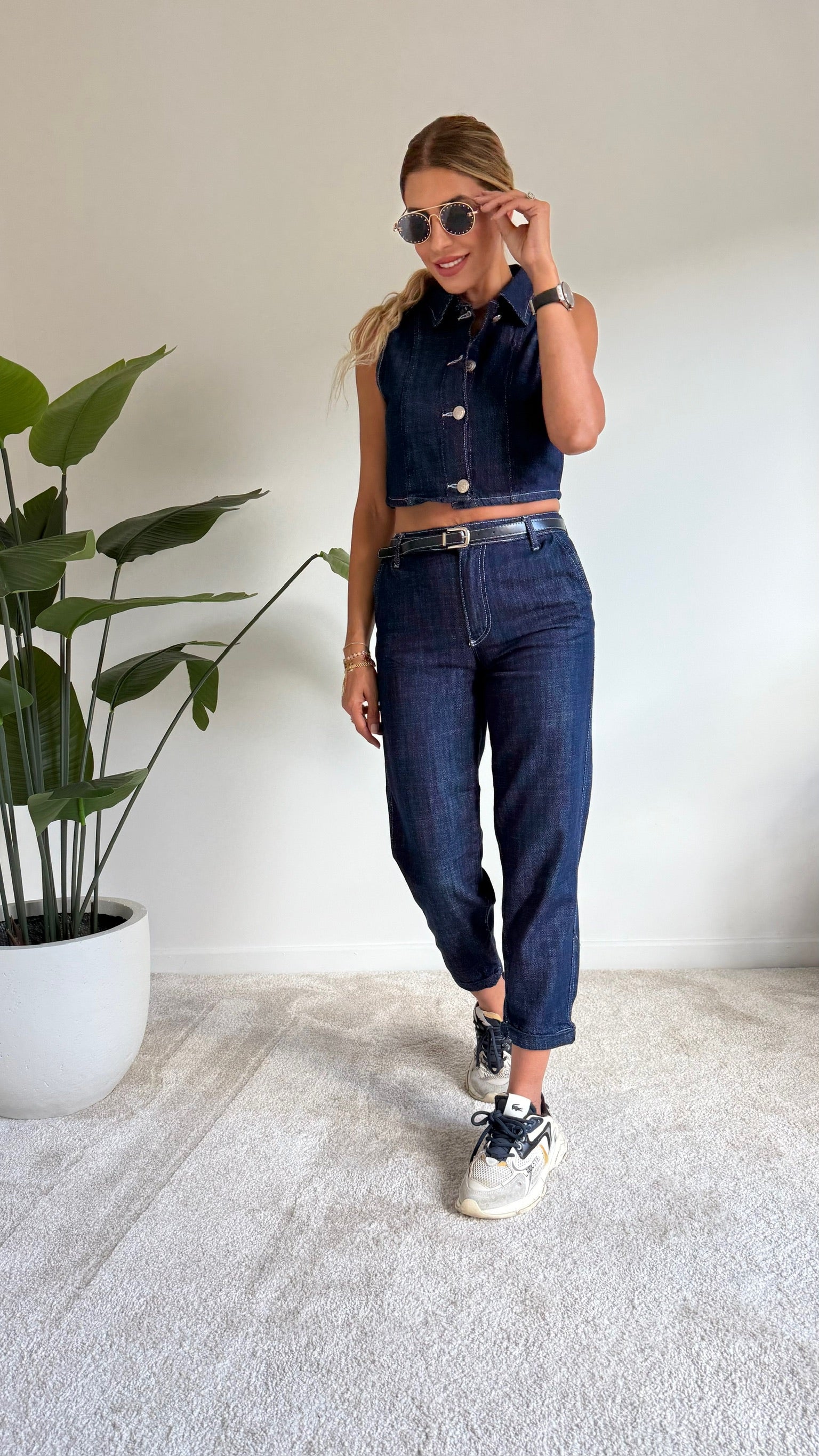 Yelekli Denim Takım