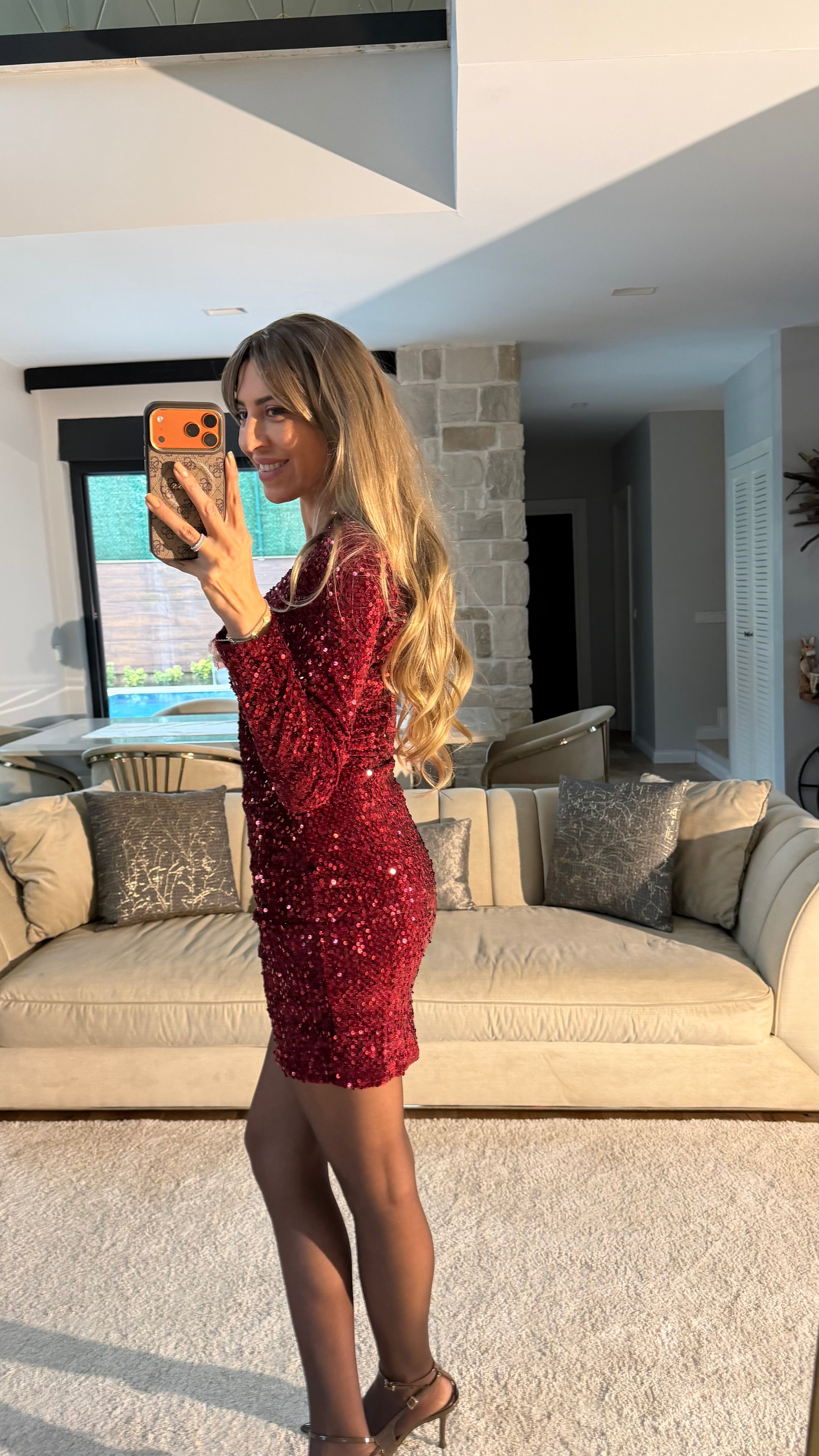 Pulpayet Mini Elbise Bordo