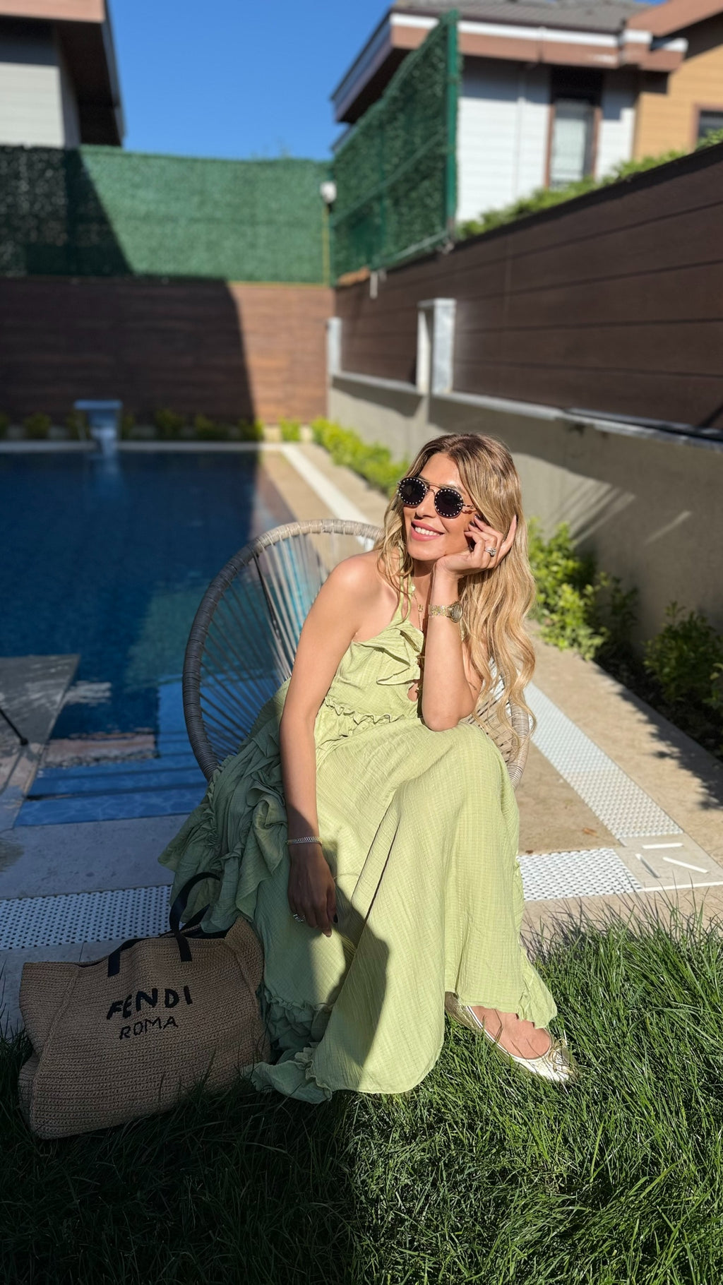Mouna Bağlamalı Elbise Yeşil