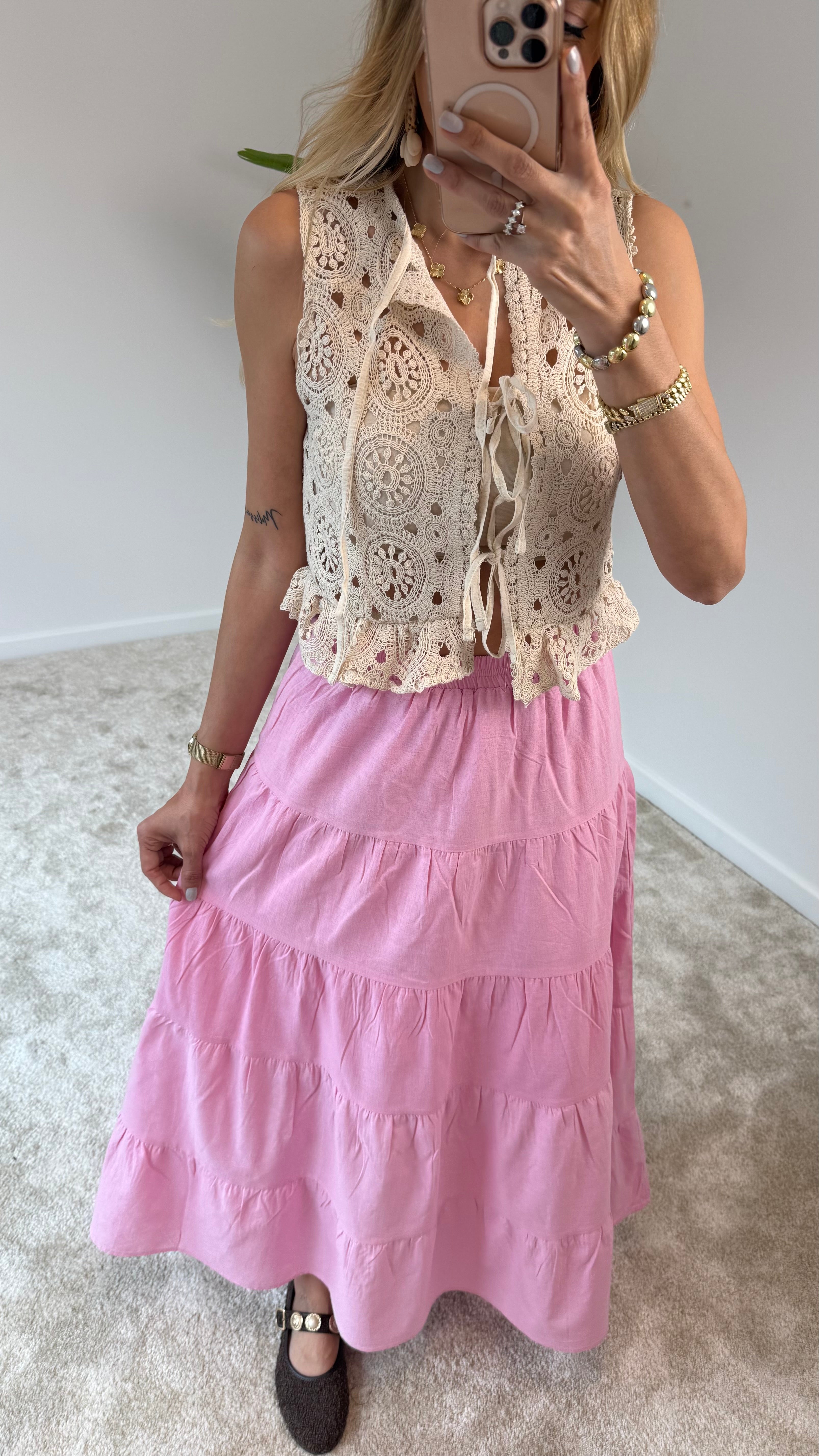 Poplin Etek Pembe