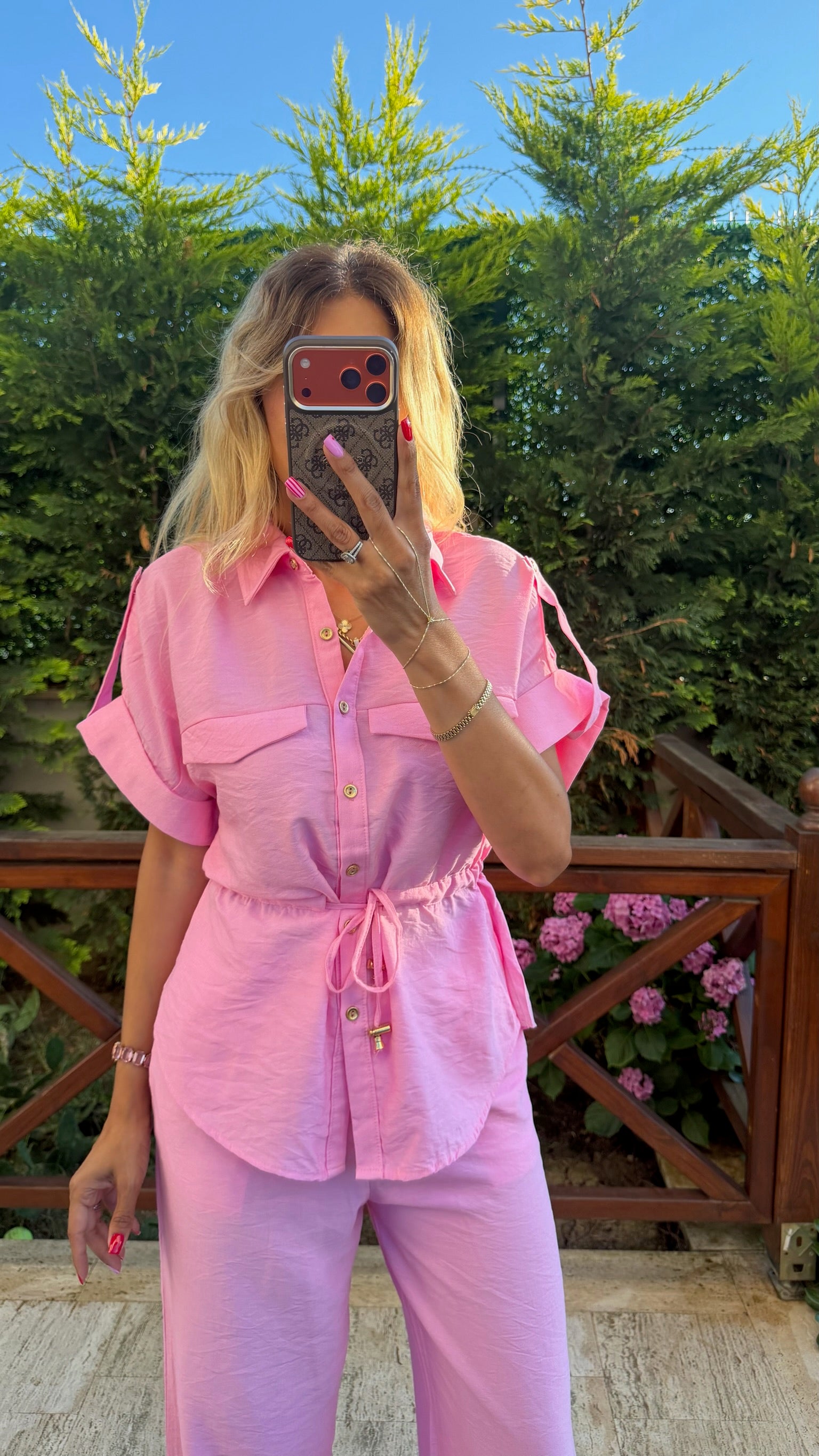 Coastline Bağcık Detaylı İkili Takım Pembe