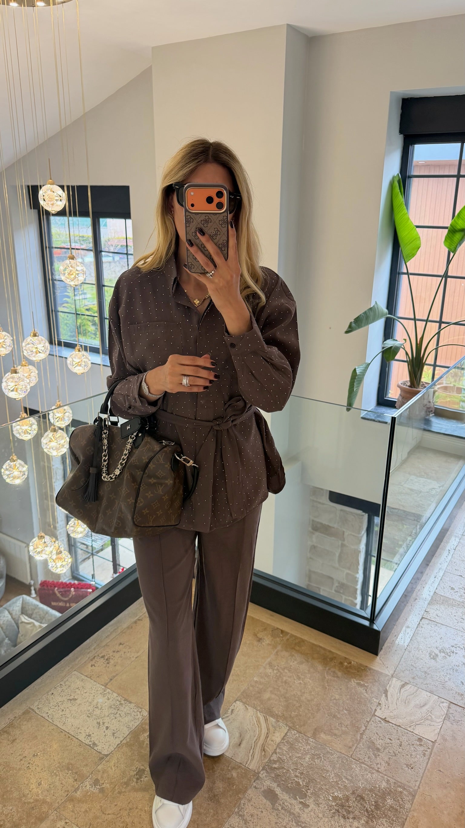 Diamond Taşlı İkili Takım Acı Kahve