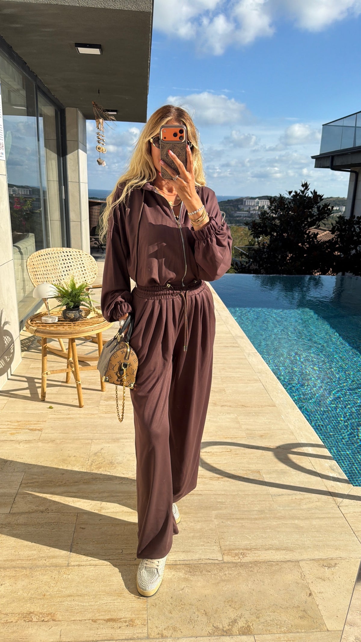Brown Aura Fermuarlı Sweat Takım