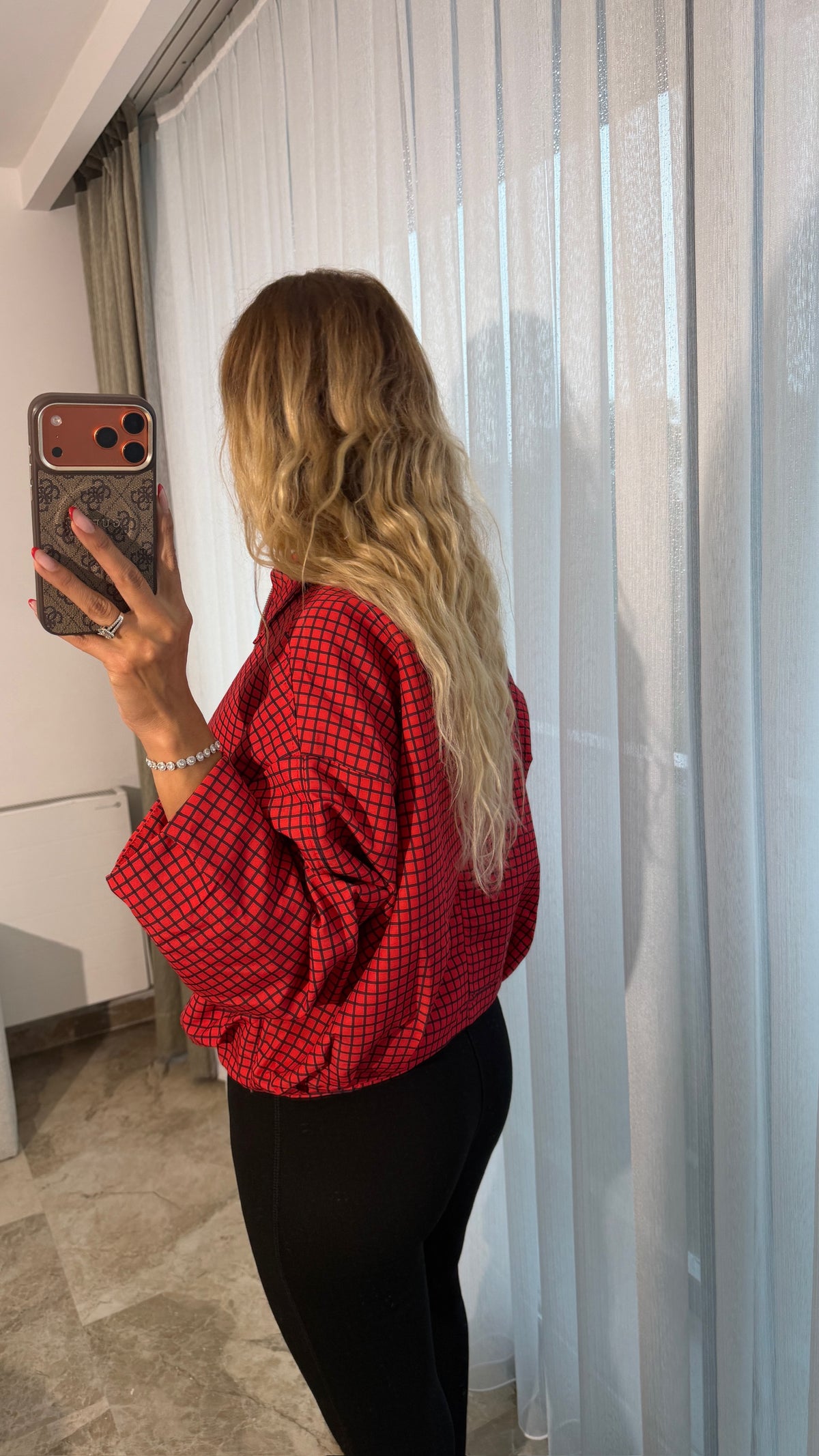 Zr Check Bomber Ceket Kırmızı