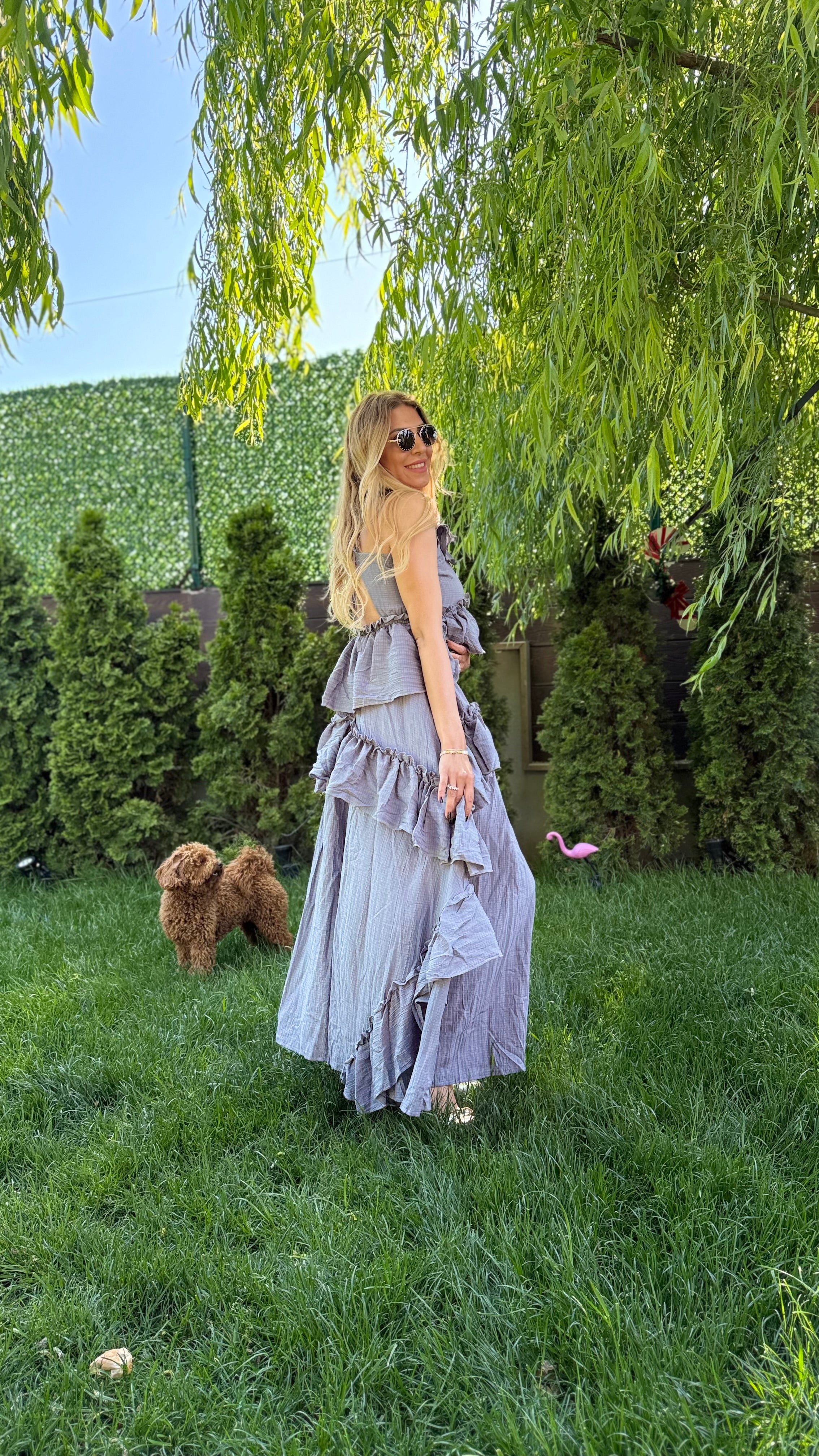 Mouna Bağlamalı Elbise Gri