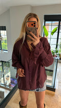 Kol Büzgülü Gömlek Mürdüm Bordo
