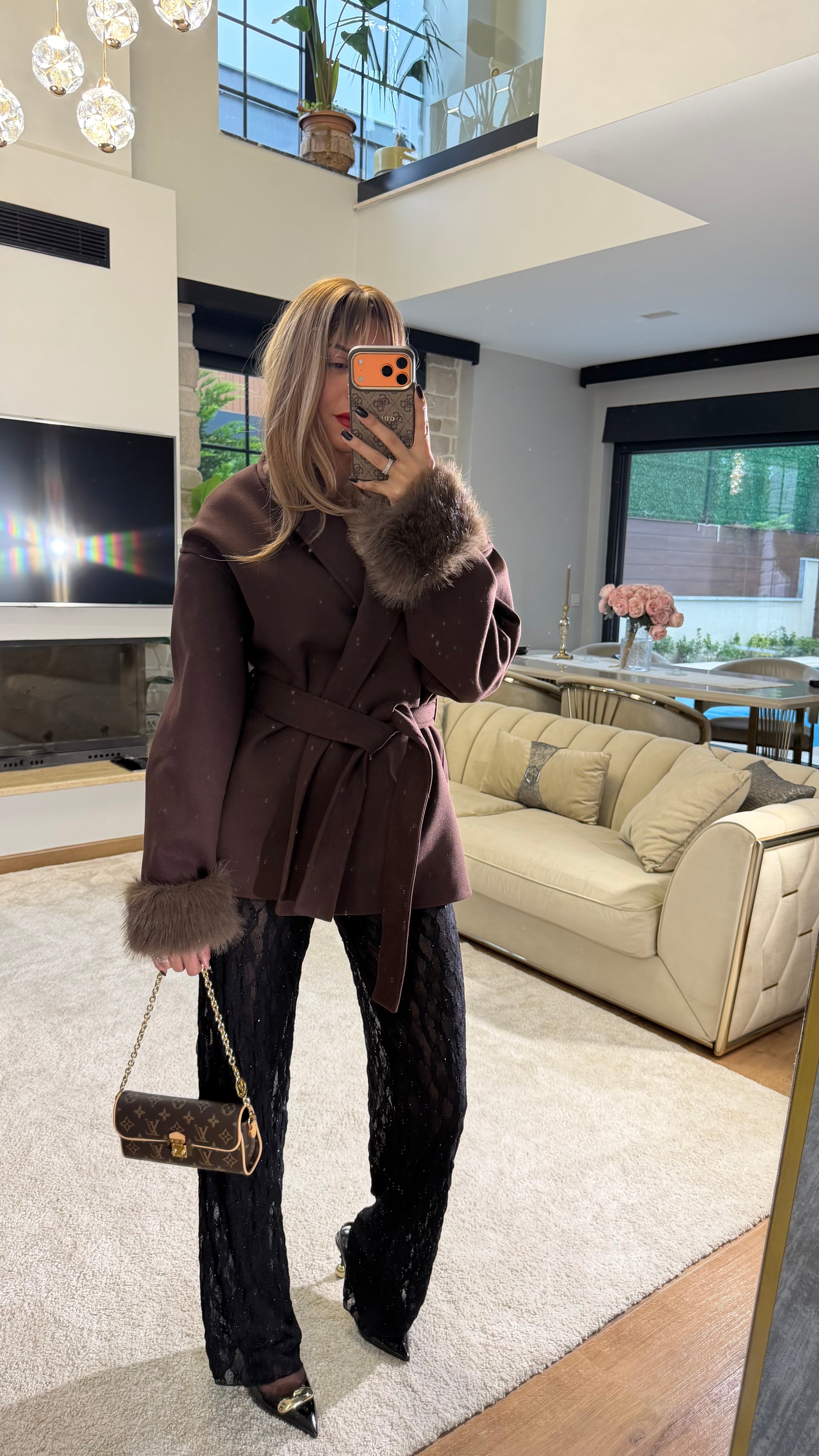 Kolu Kürklü Kaşe Kaban Acı Kahve