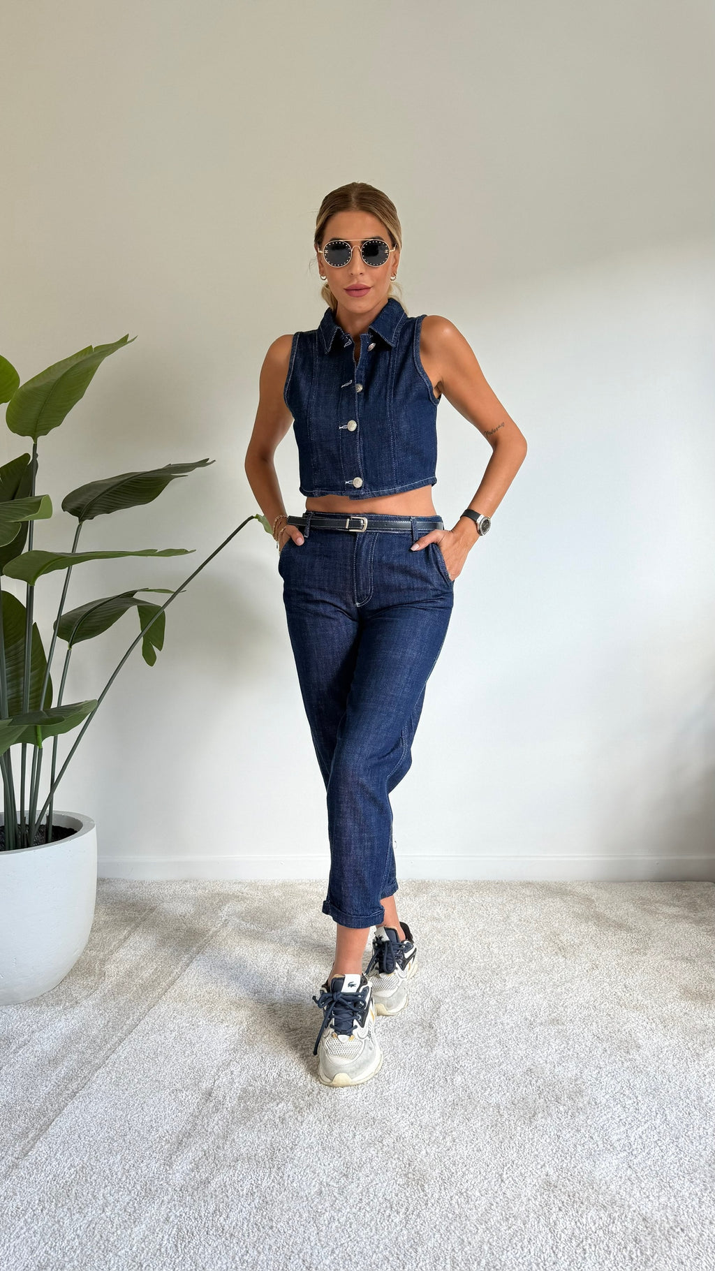 Yelekli Denim Takım