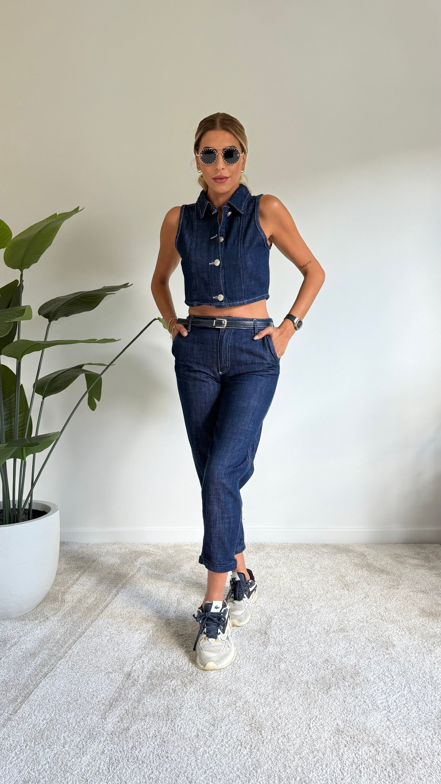 Yelekli Denim Takım