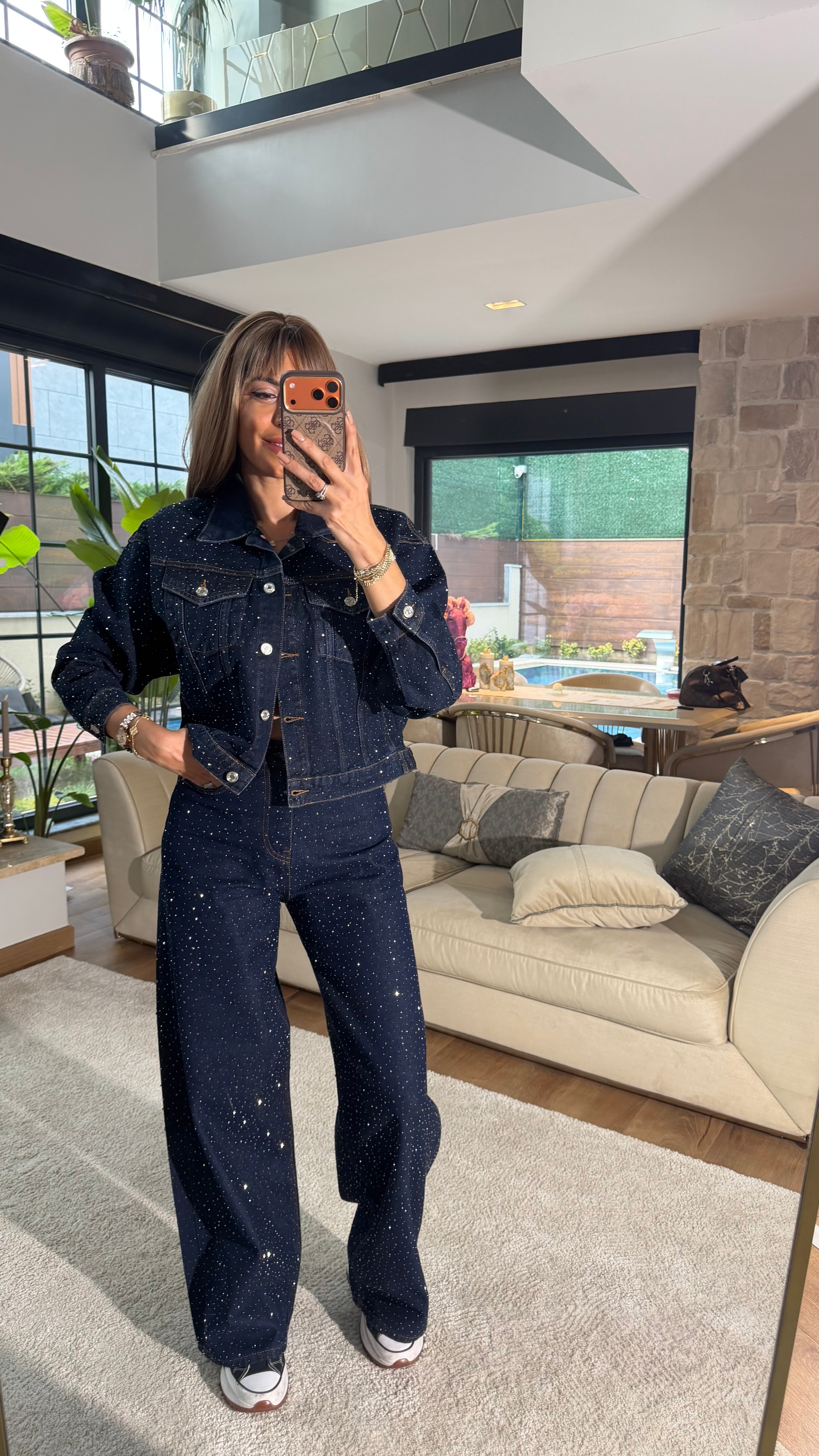 Cool Lacivert Taş Detaylı Jean