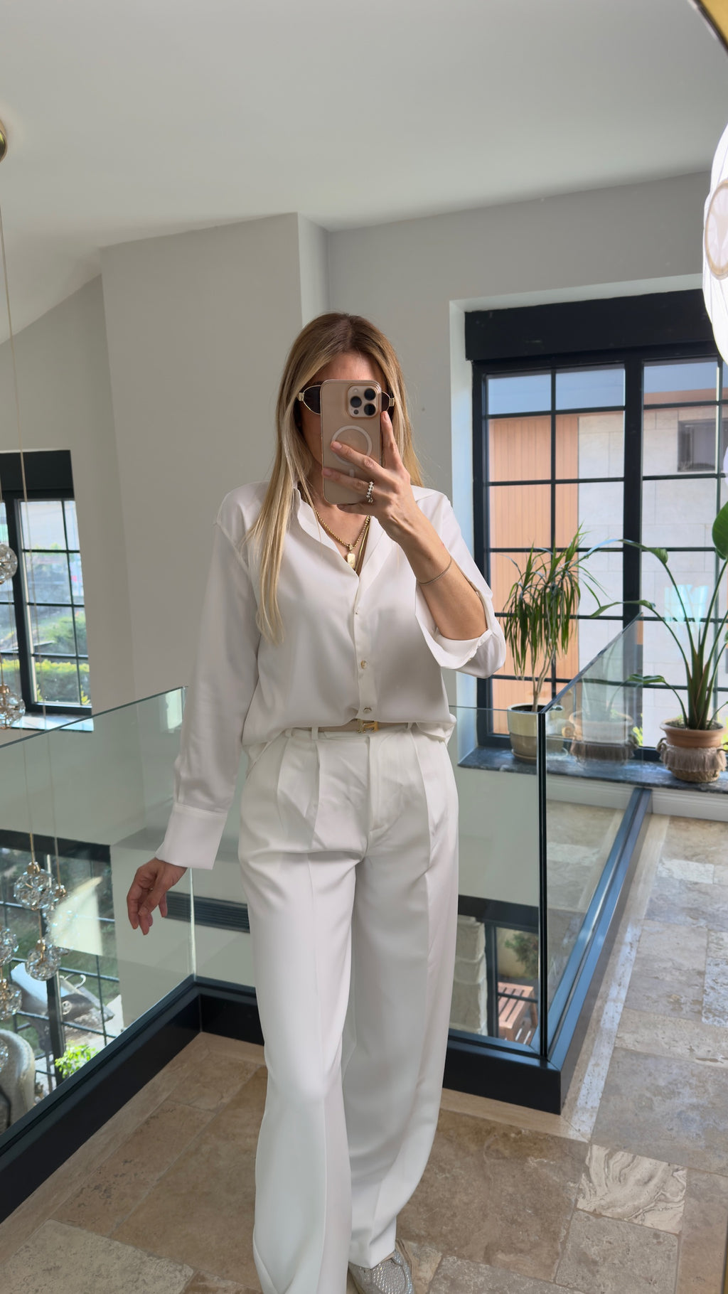 Stery Saten Gömlek Beyaz