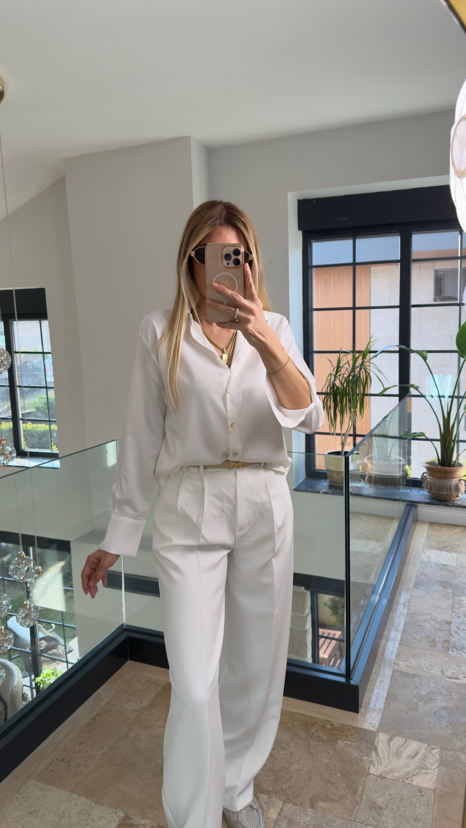 Stery Saten Gömlek Beyaz
