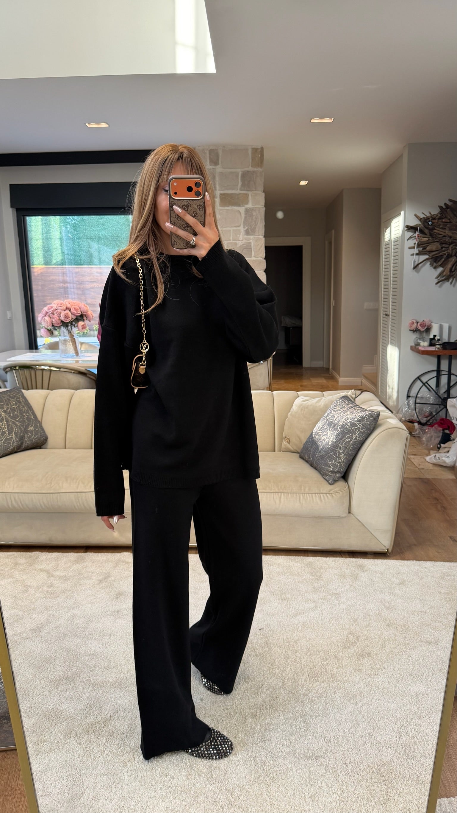 Basic Uzun Kollu Triko Takım Siyah