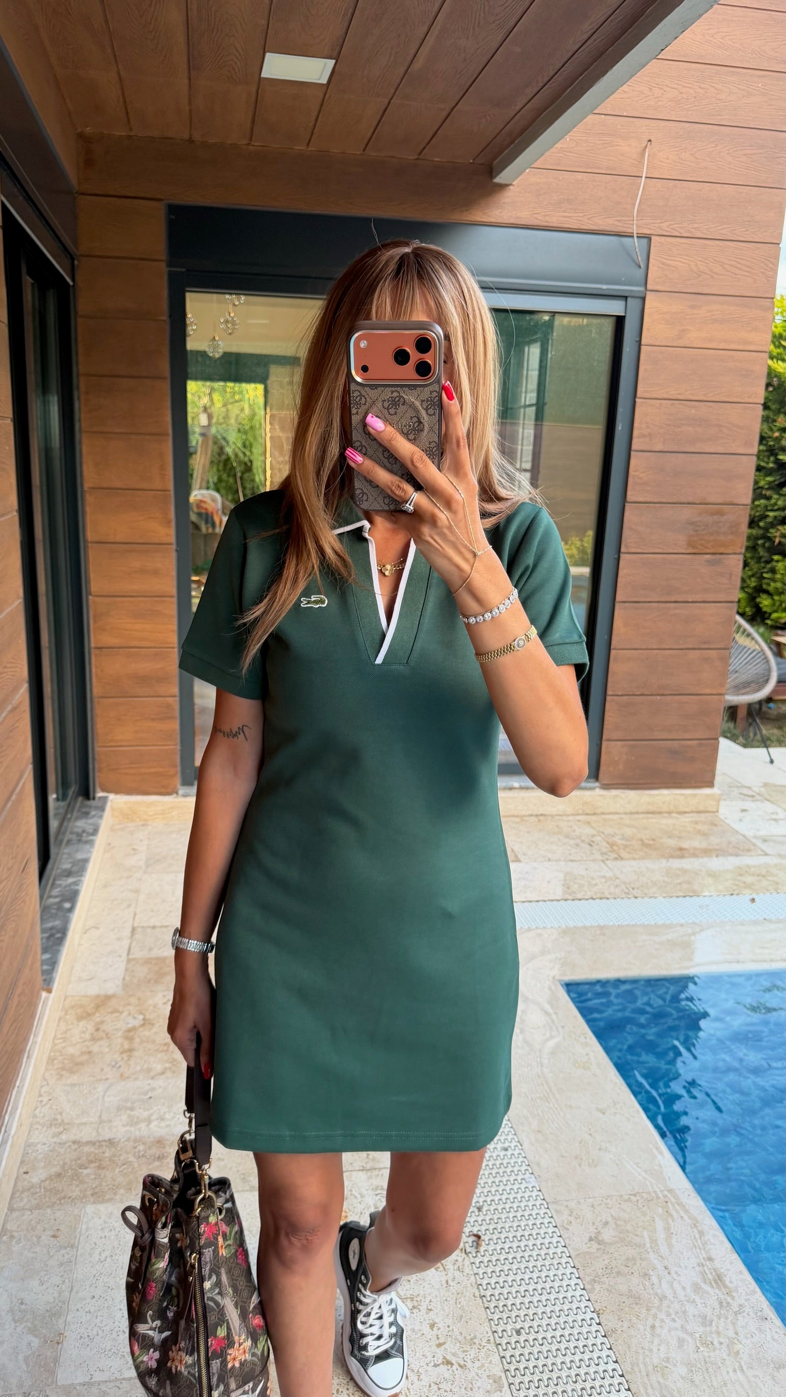 Lcst Polo Collar Mini Dress Yeşil