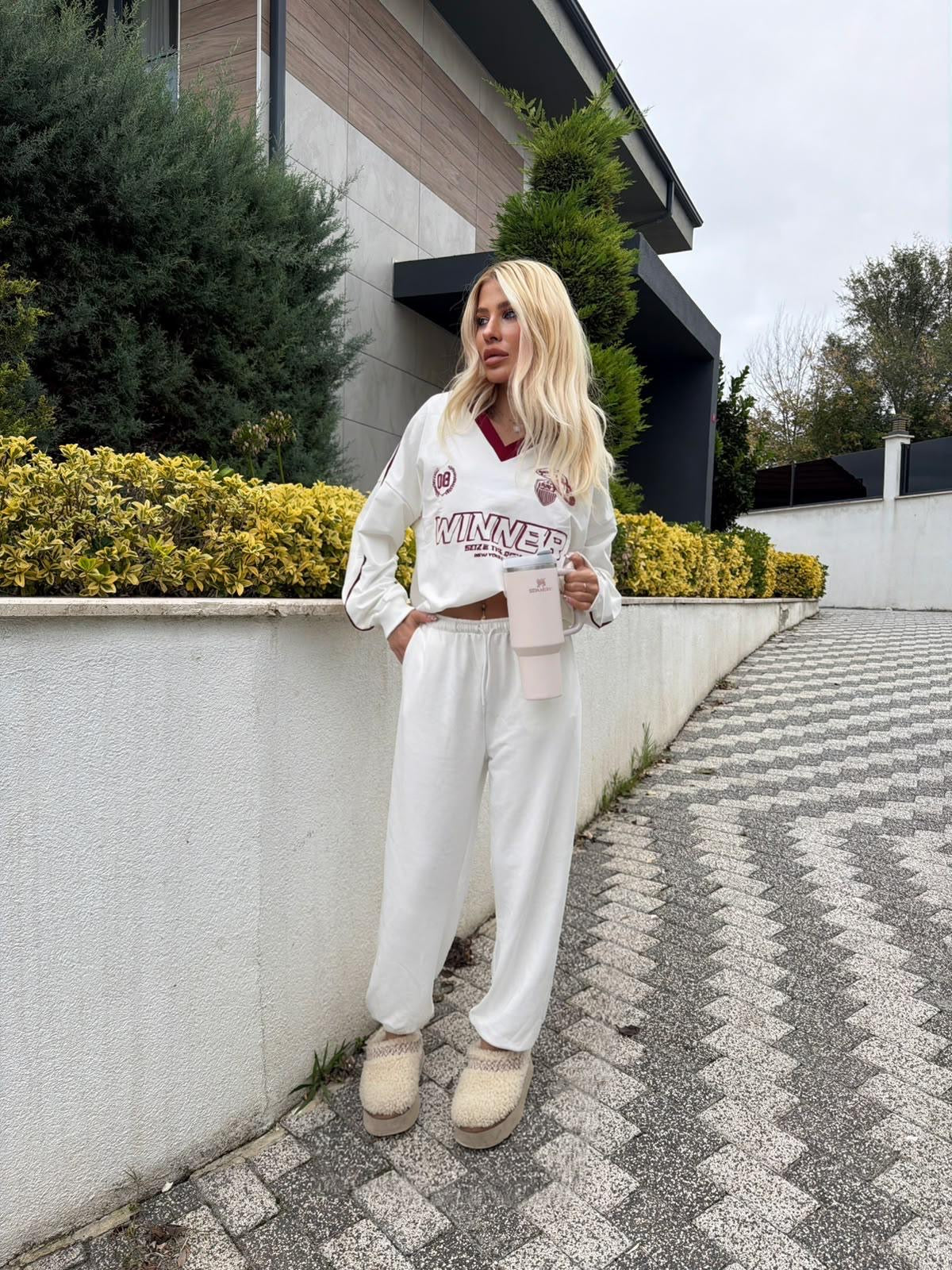 Winner Kolej Baskılı Sweatshirt ve Eşofman İkili Takım