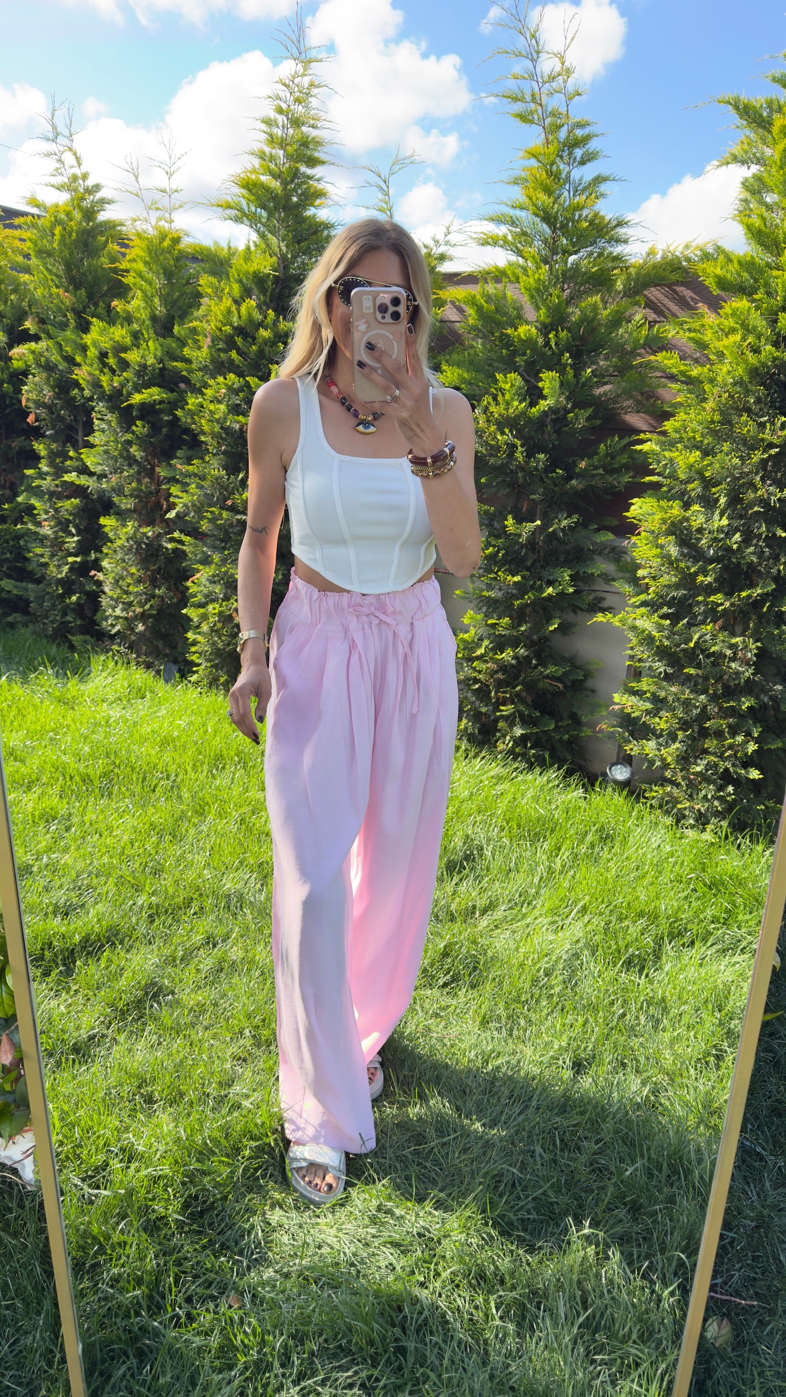 Büzgülü Pantolon Pembe
