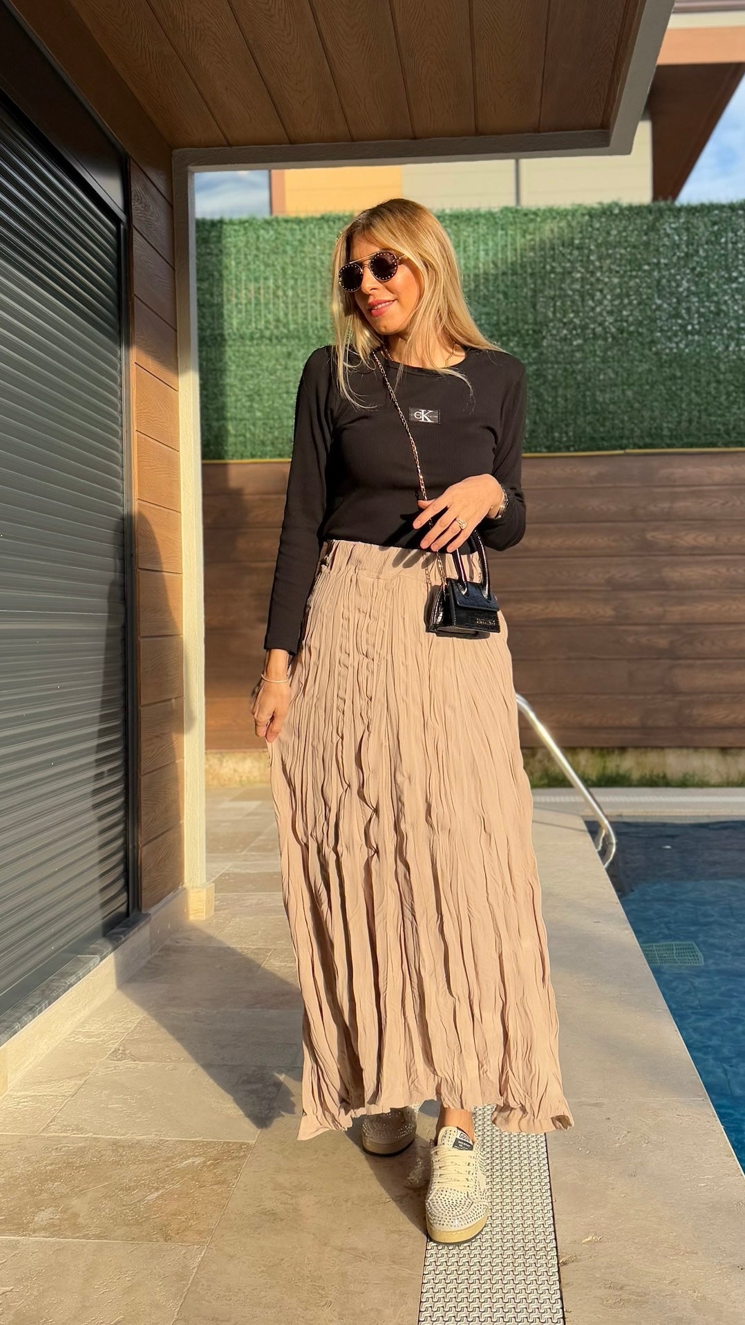 Crush Kırışık Etek Krem