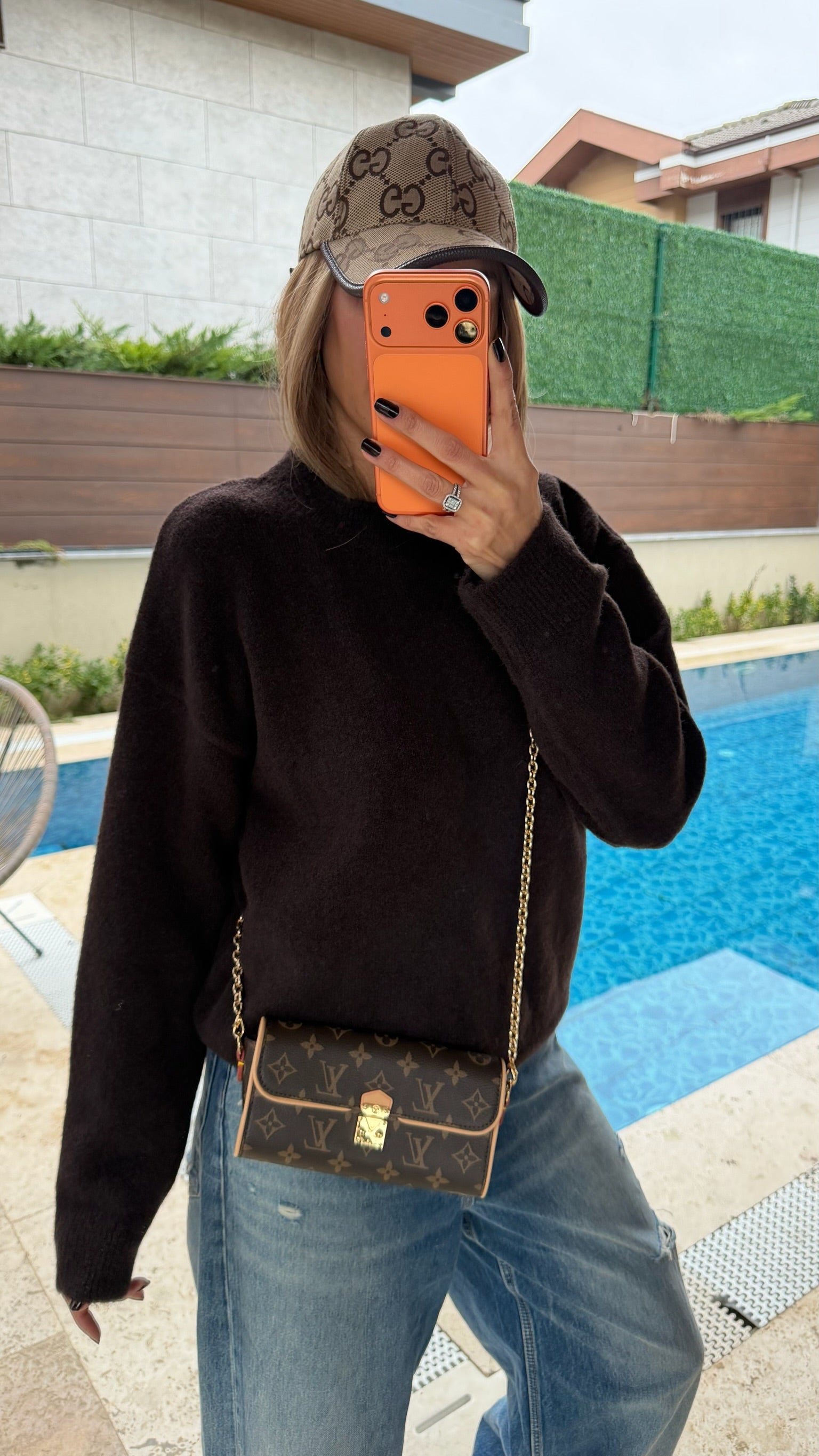 Dilvin Yumuşak Dokulu Triko Kazak Koyu Kahve