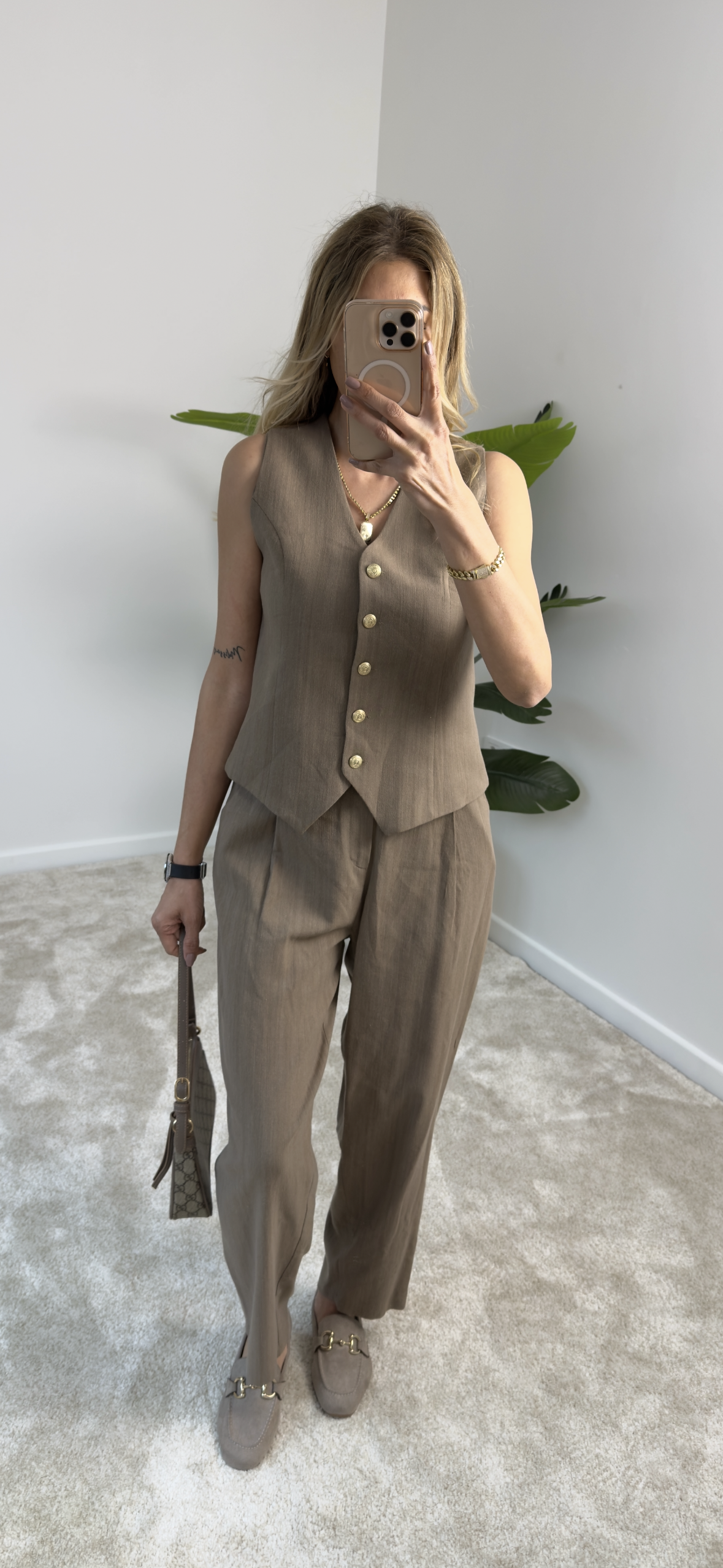 Tıcker Blazer Ceket Yelek Takım Vizon