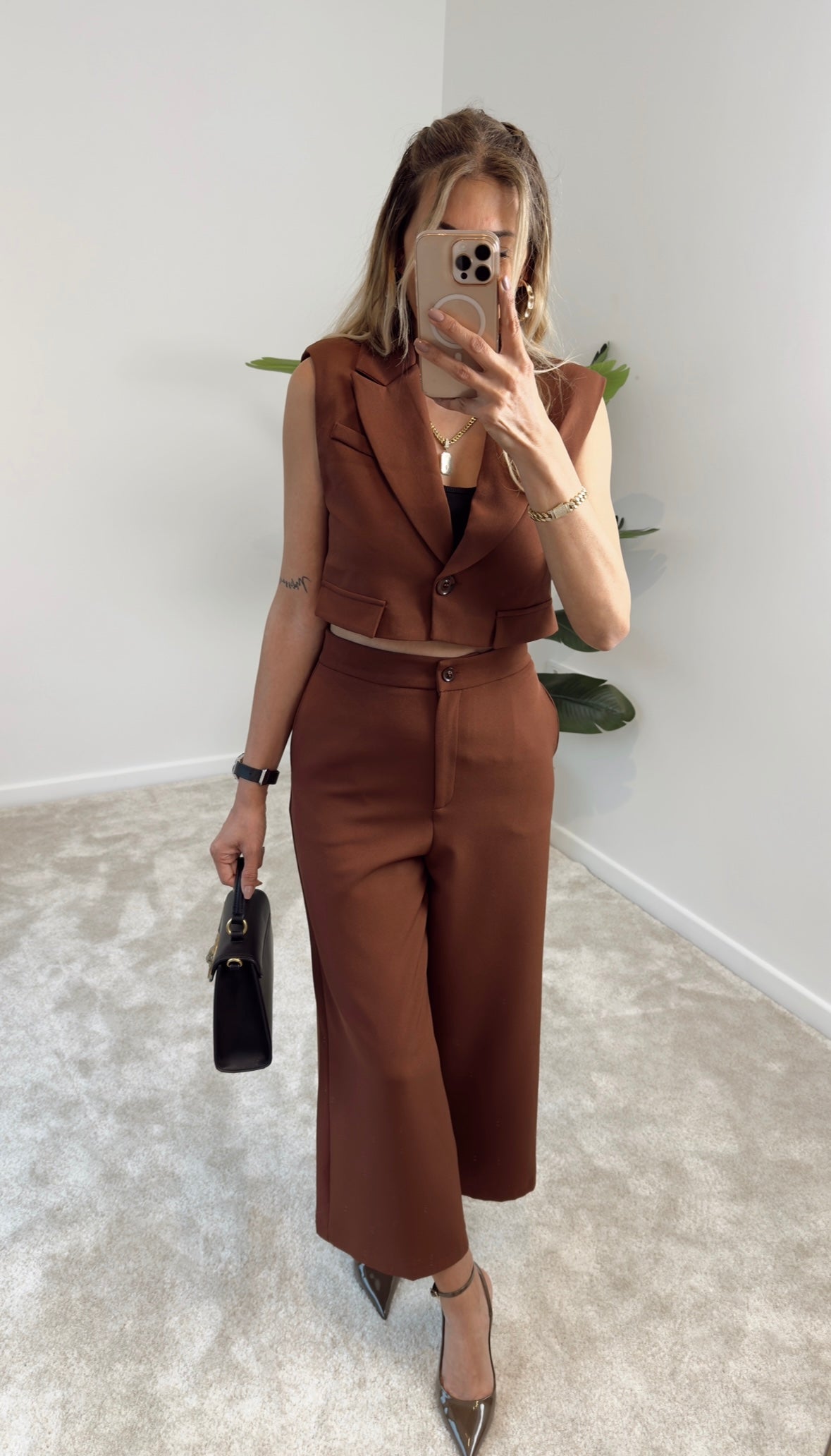 Hery Crop Ceket Pantolon Kiremit