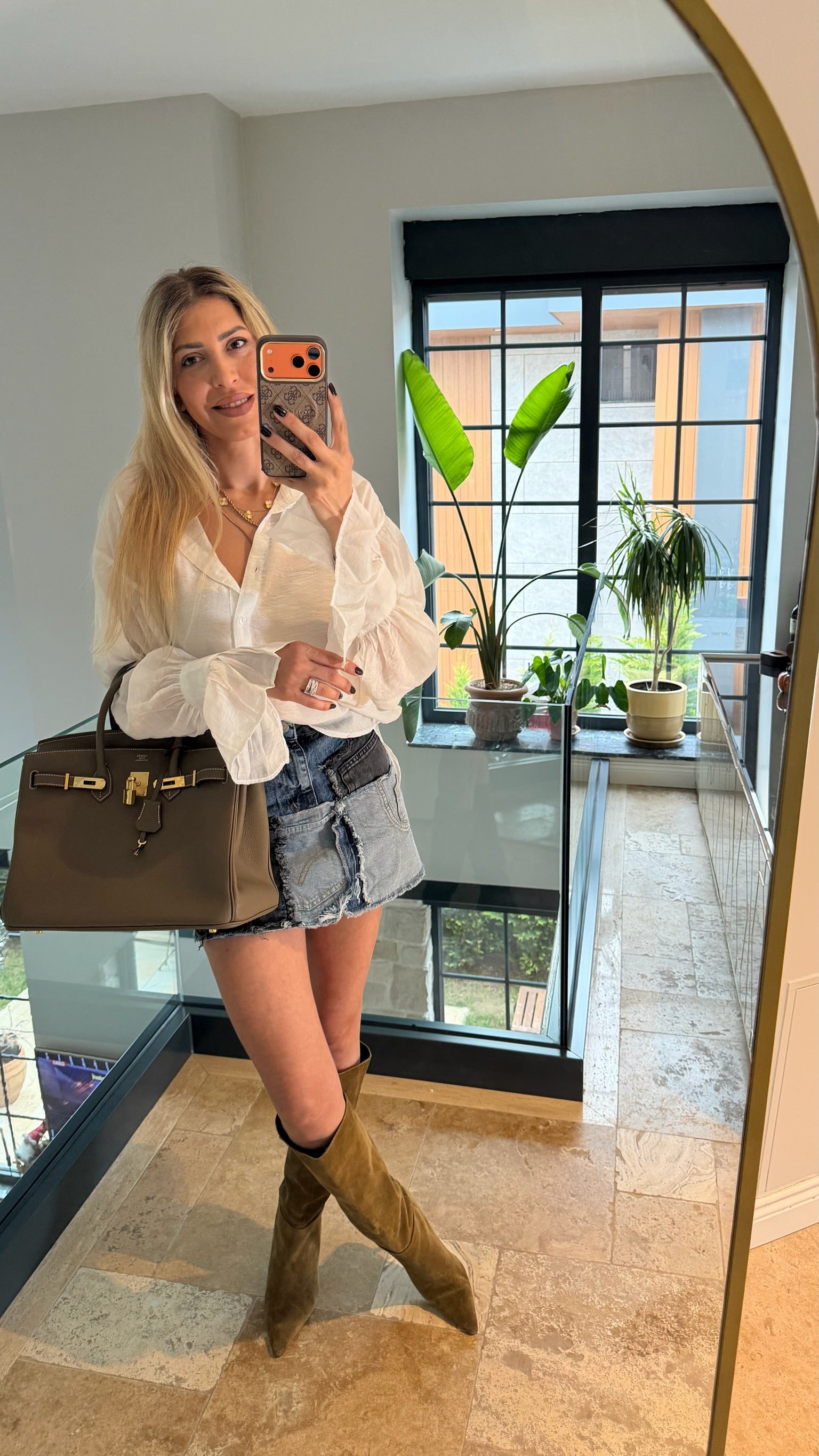 Kol Büzgülü Gömlek Ekru