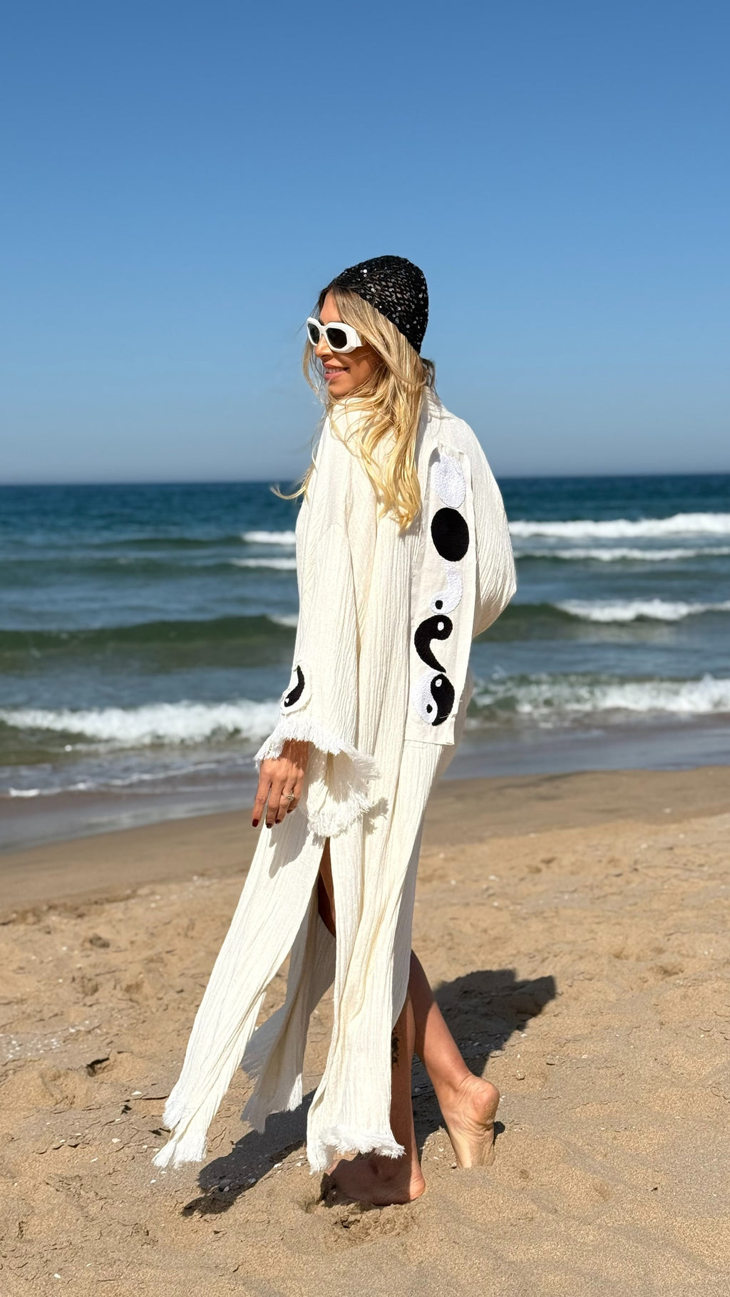 Ying Yang Desenli Kimono