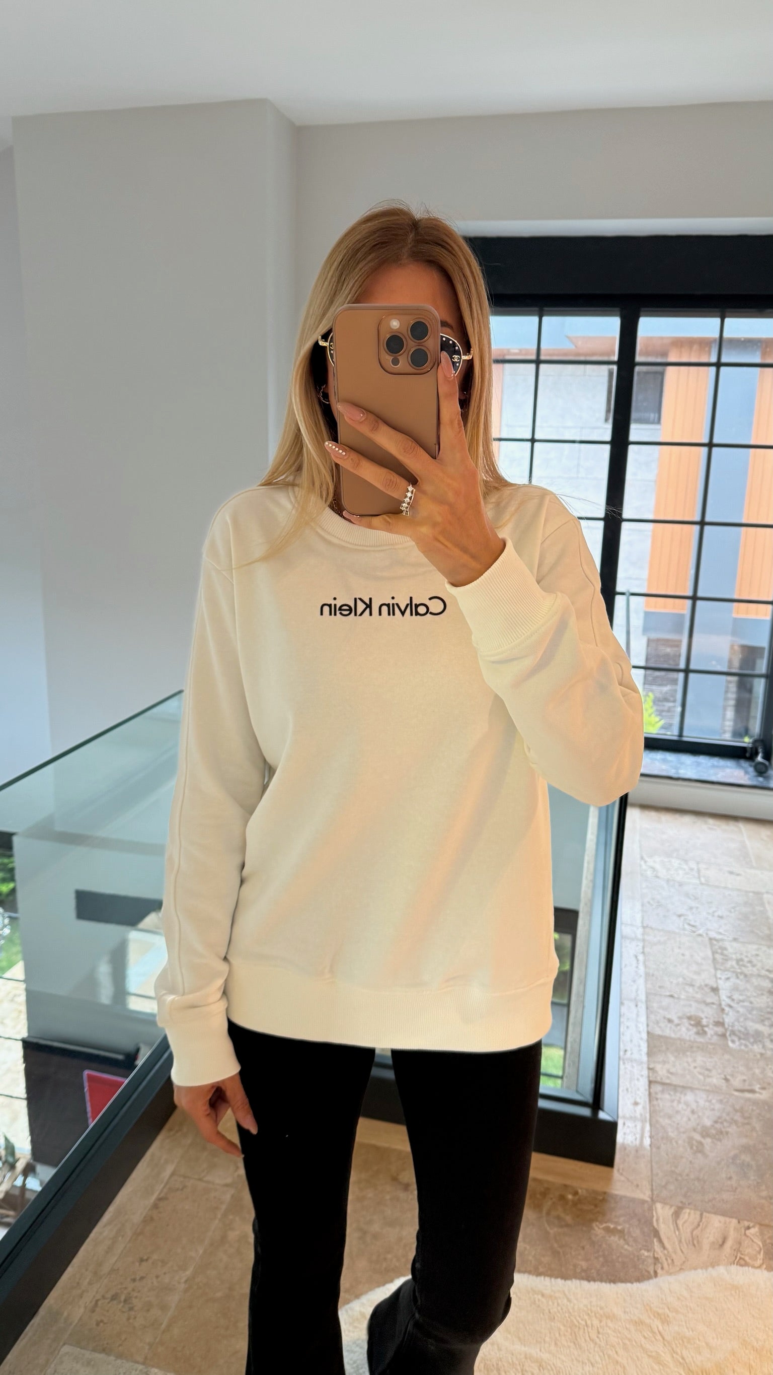 CK Yazılı Sweat Beyaz