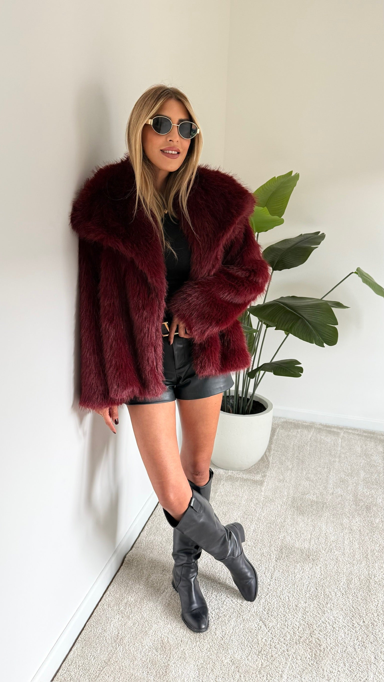 ZR Premium Suni Kürk Bordo
