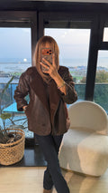 Zr Model Süet İçi Pelușlu Oversize Ceket Acı Kahve