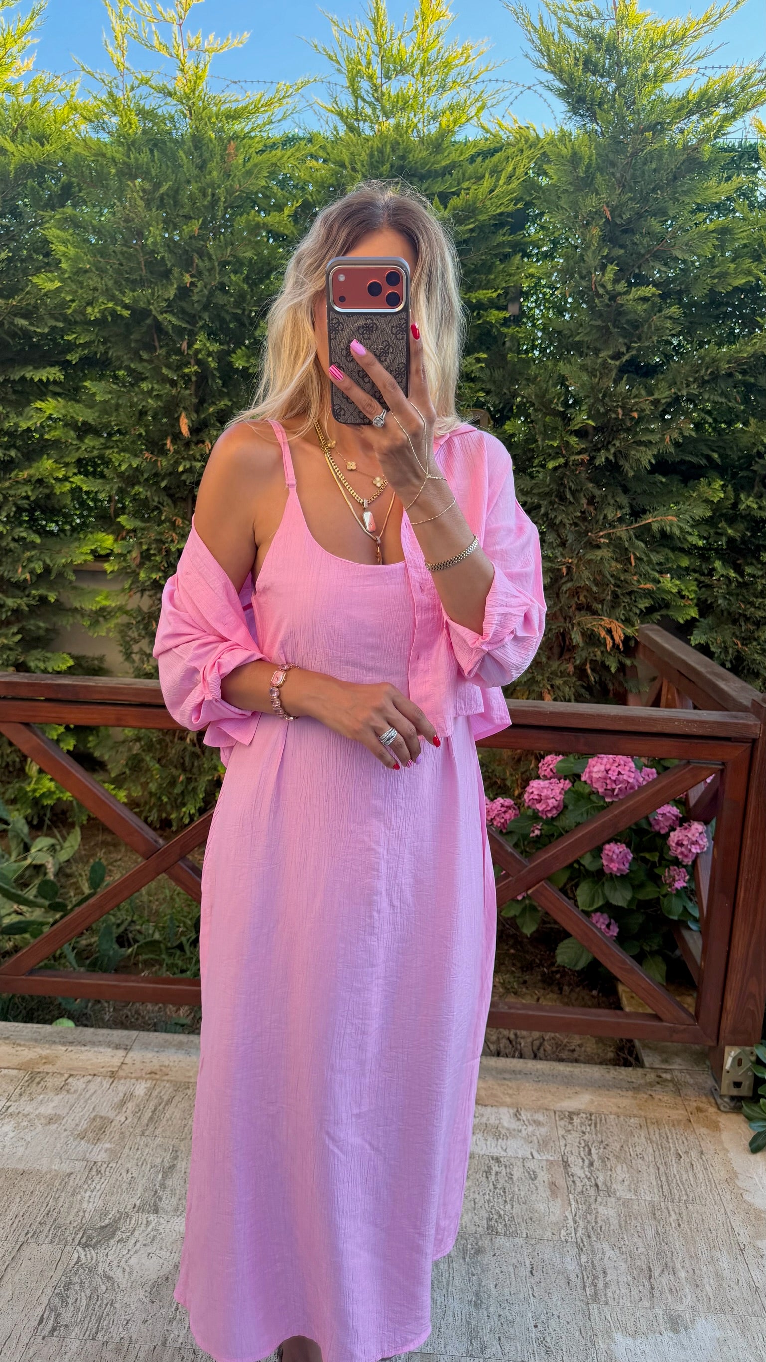 Candy Gömlekli Elbise Pembe