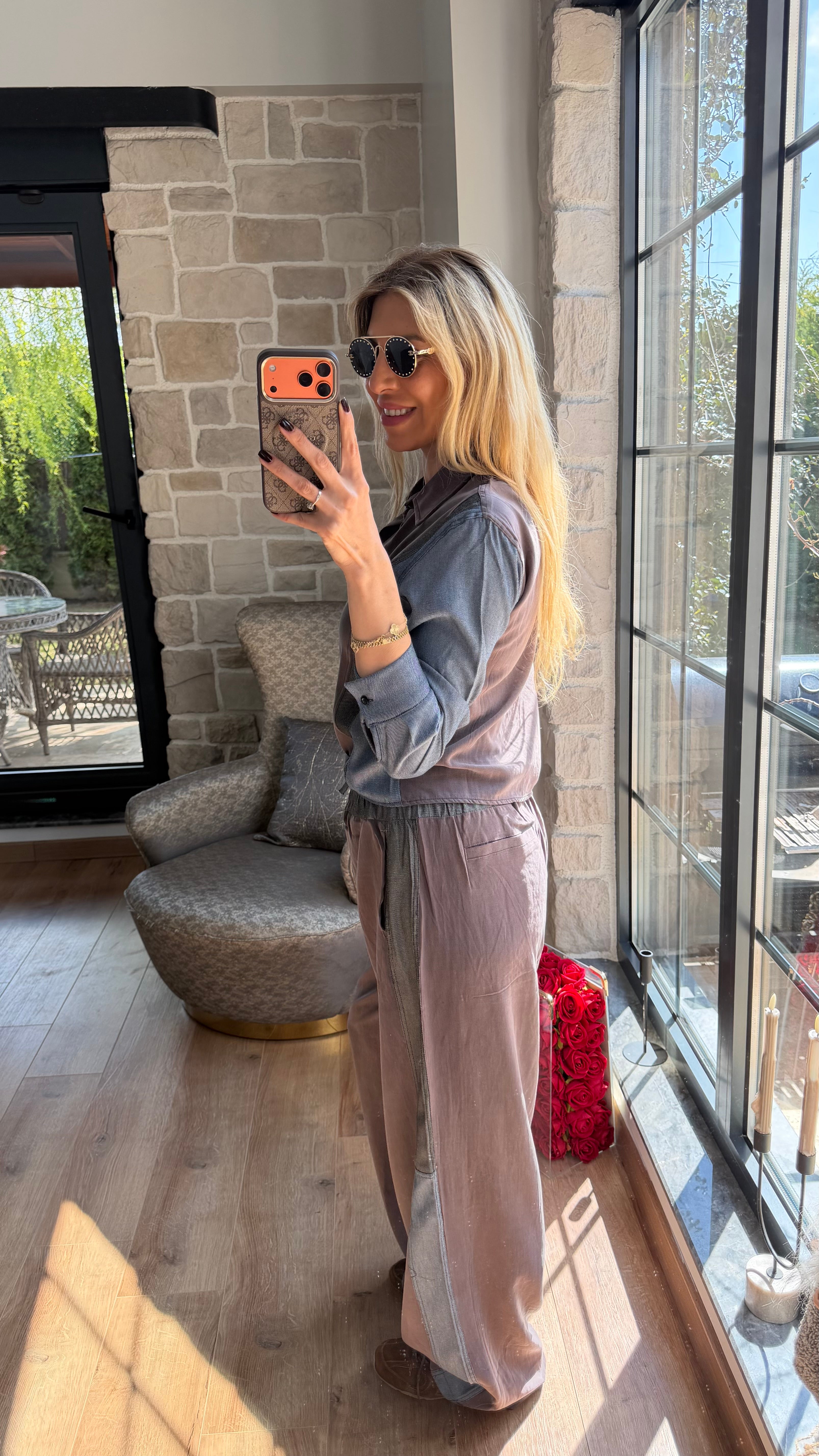 Jean Detaylı Tencel Premium Takım Kahve