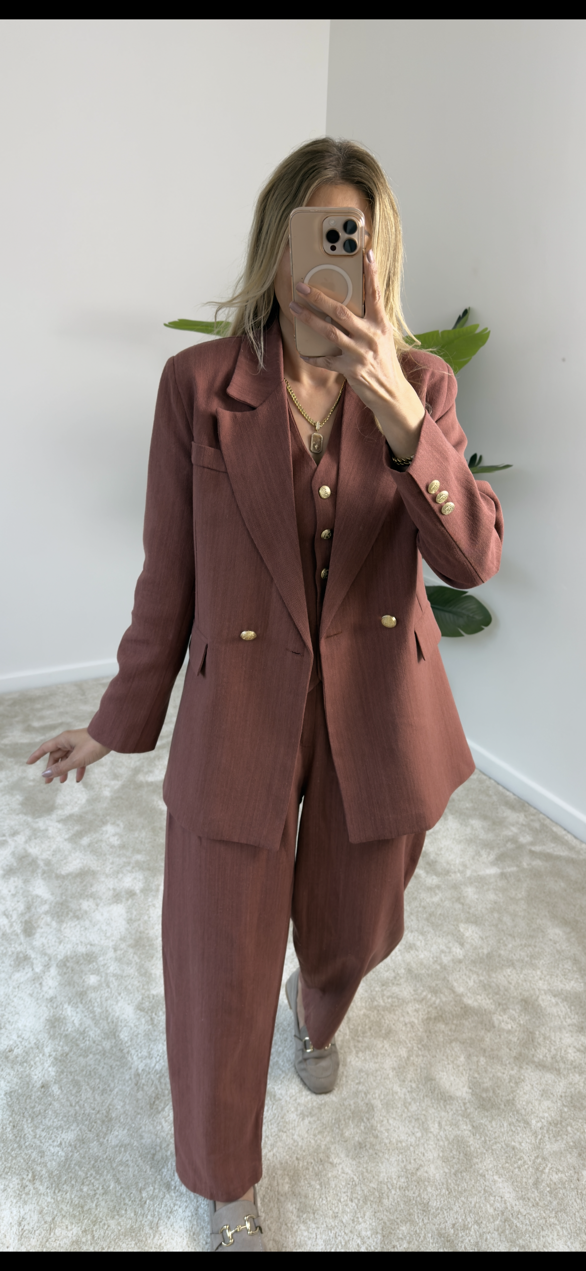 Tıcker Blazer Ceket-Yelek-Takım Kiremit