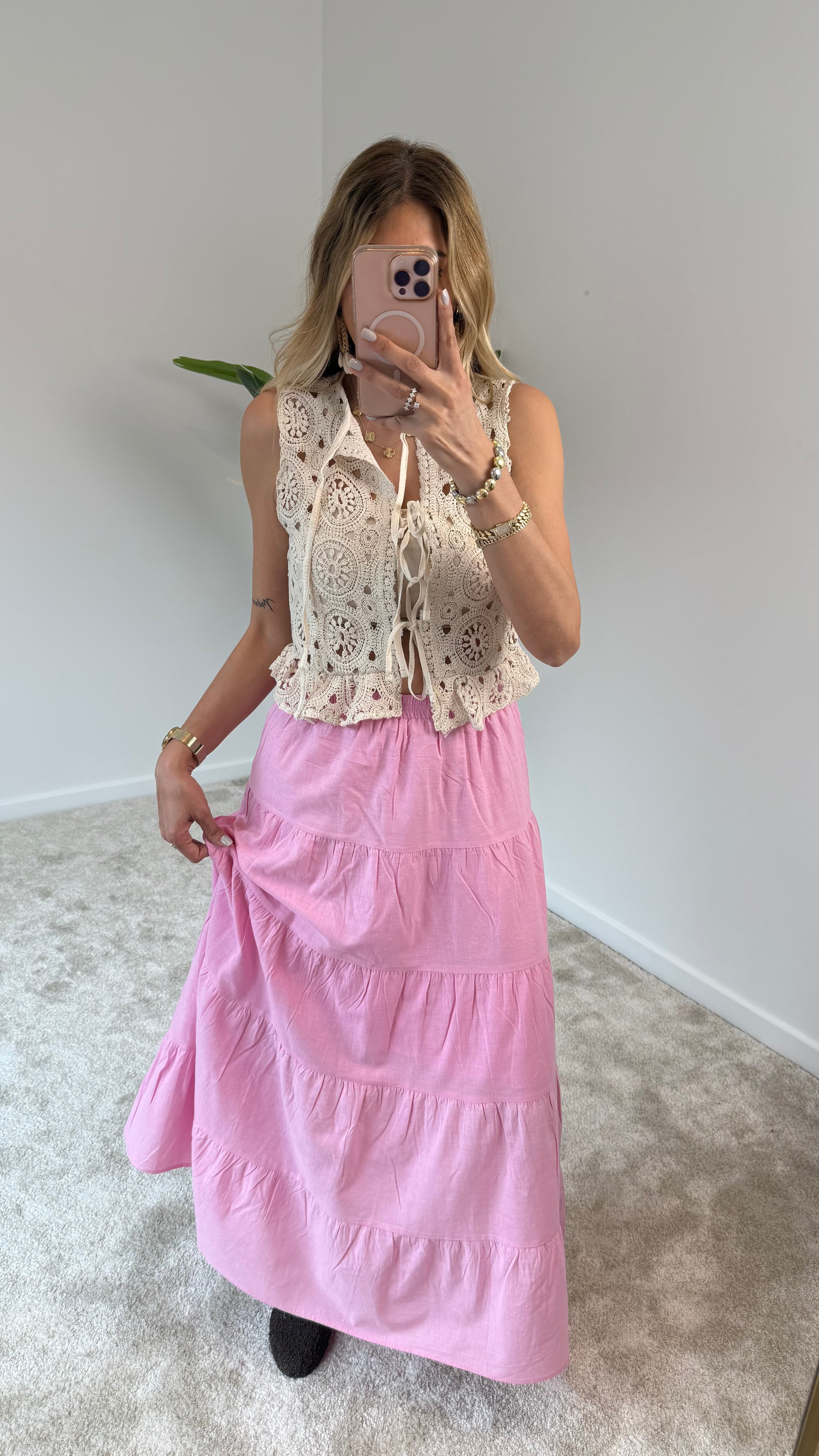 Poplin Etek Pembe
