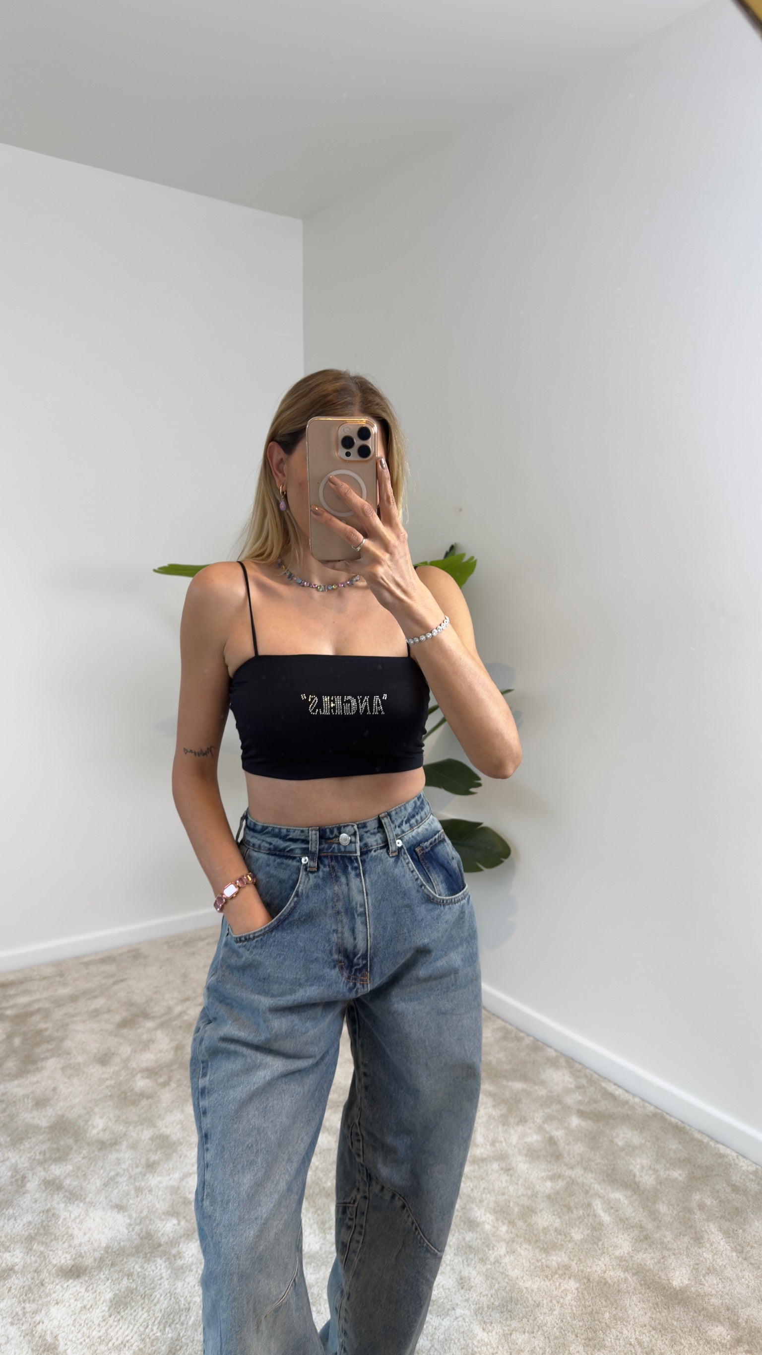 Angel Siyah Crop Atlet