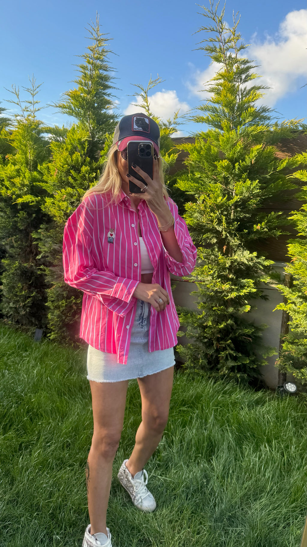 Çizgili Poplin Gömlek Pembe