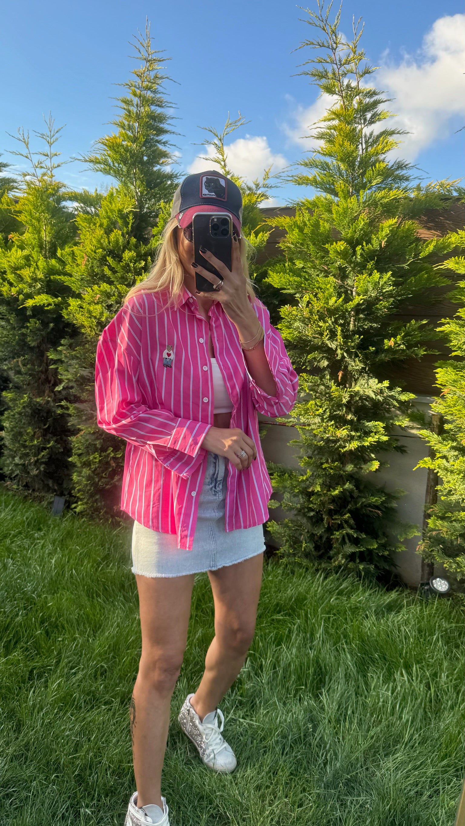 Çizgili Poplin Gömlek Pembe