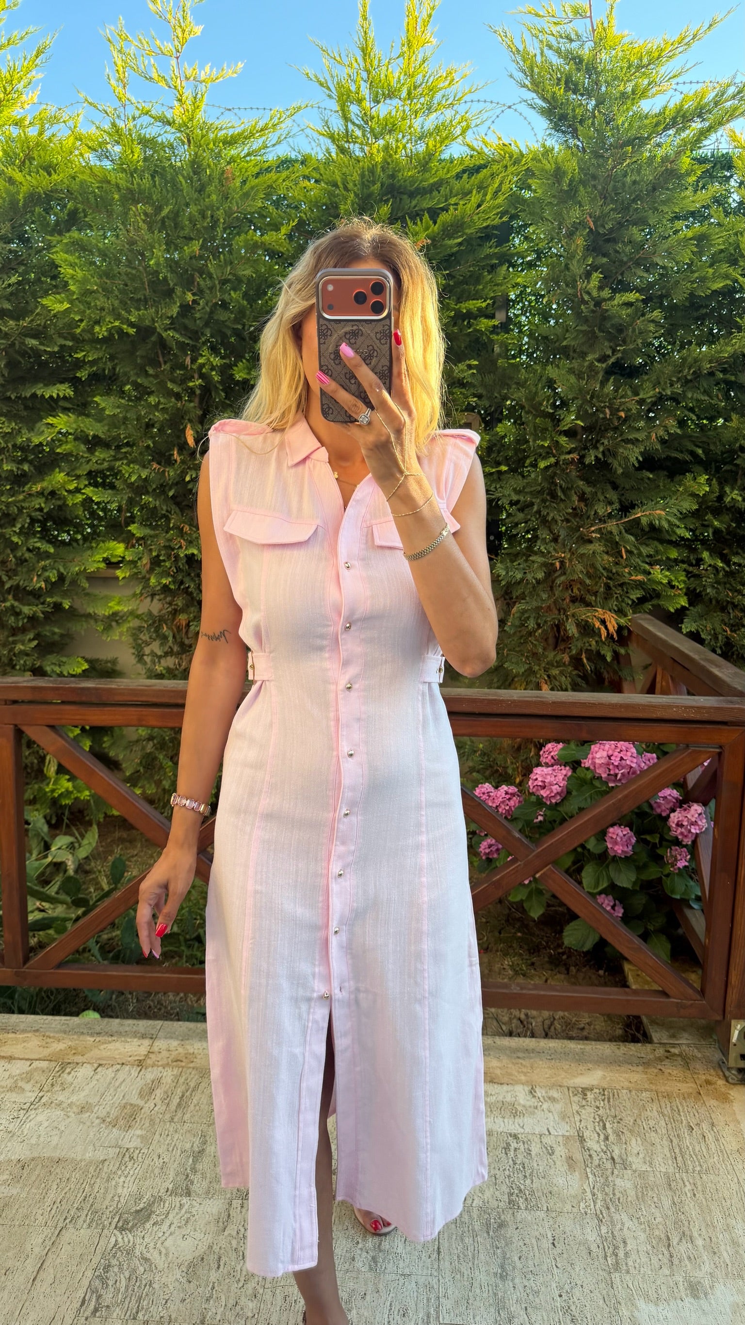 Blush Coast Bel Detaylı Elbise Pembe
